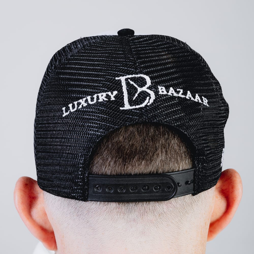 Luxury Bazaar "Unauthorized Dealer" GREY MARKET Trucker Hat - Black / White