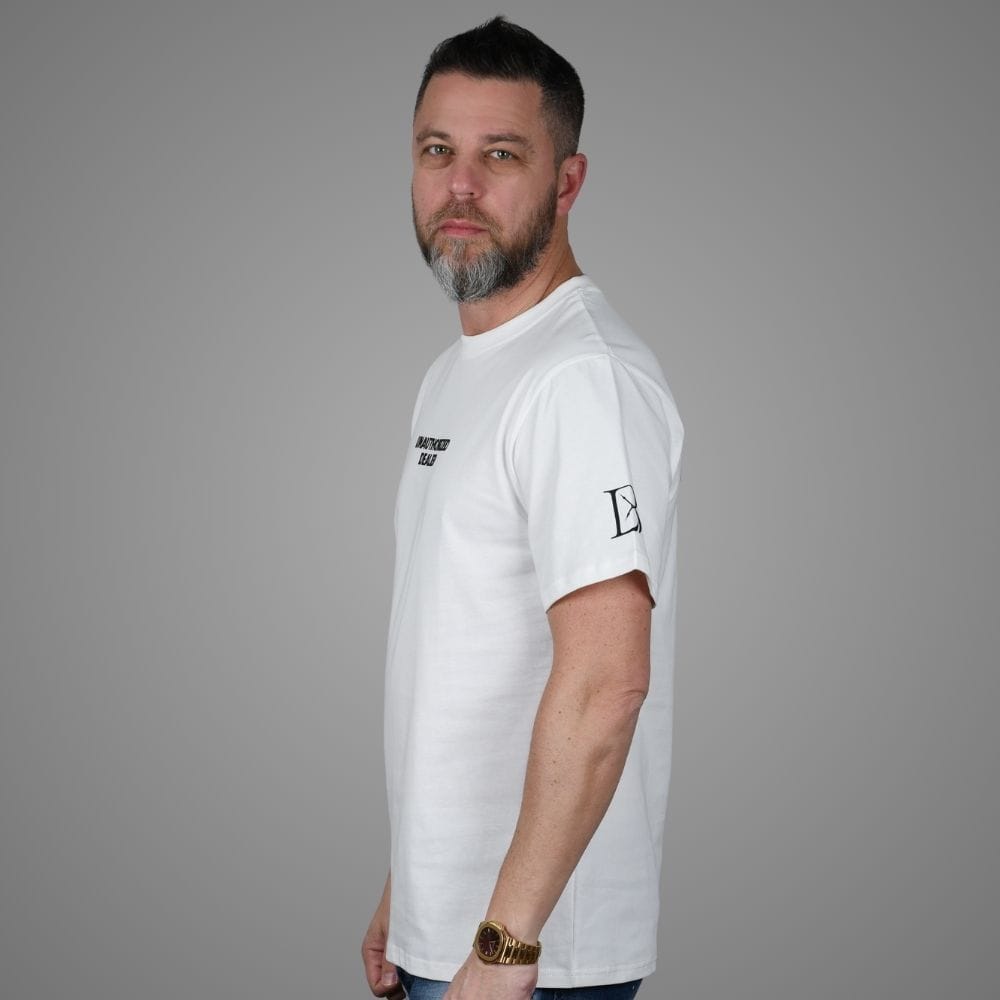 Luxury Bazaar White "Unauthorized Dealer"® Crewneck T-Shirt