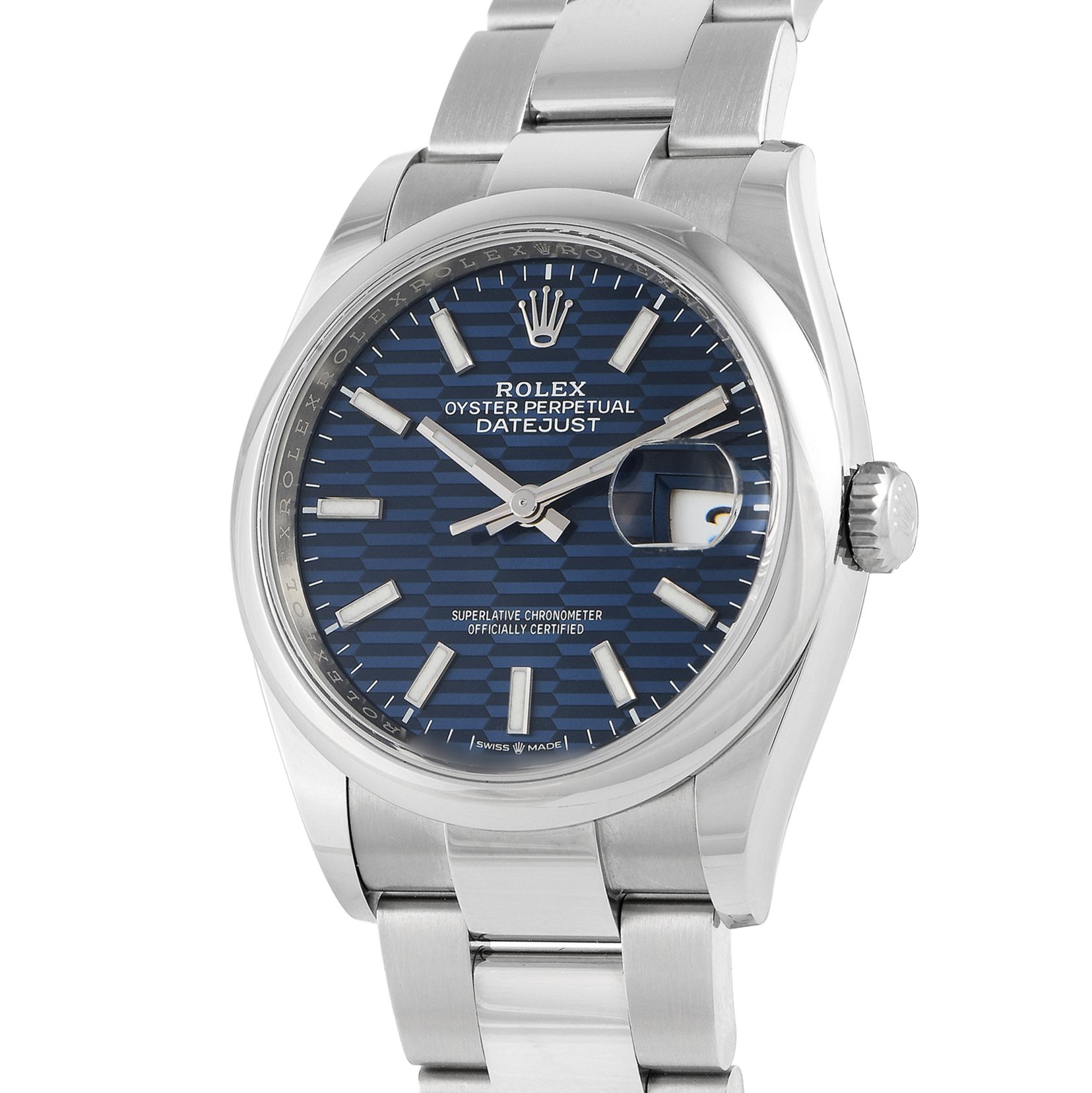Rolex Oyster Perpetual Datejust 36 Bright Blue Fluted Dial Watch 126200-0022