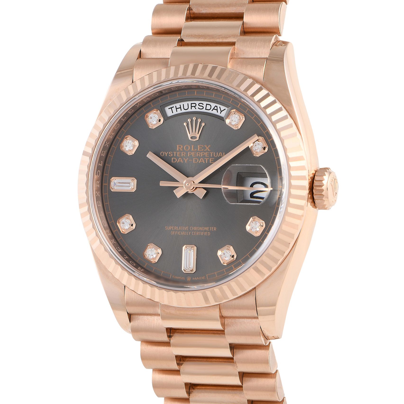 Rolex Day-Date 36 Slate Diamond Dial Watch 128235