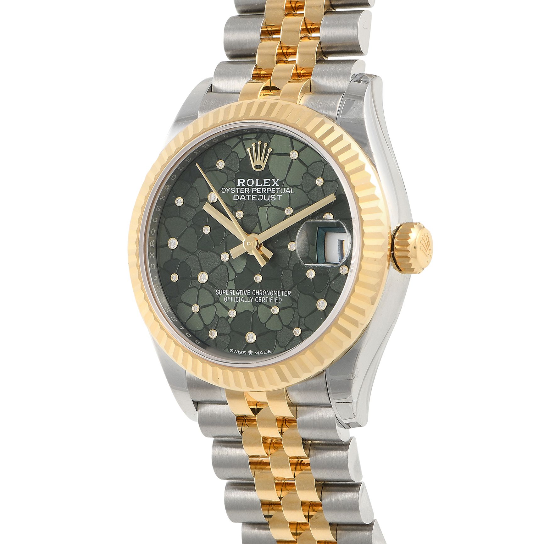 Rolex Datejust 31 Green Floral Diamond Dial Ladies Watch 278373