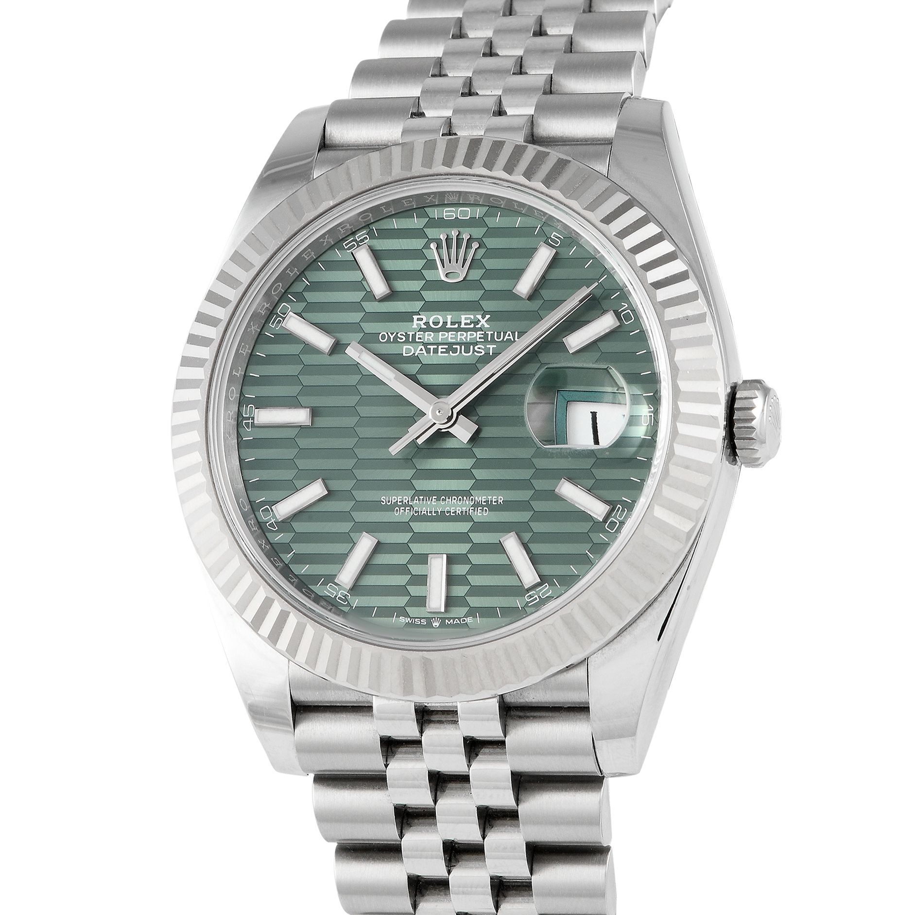 Rolex Datejust 41 Green Fluted Motif Dial Watch 126334-0030