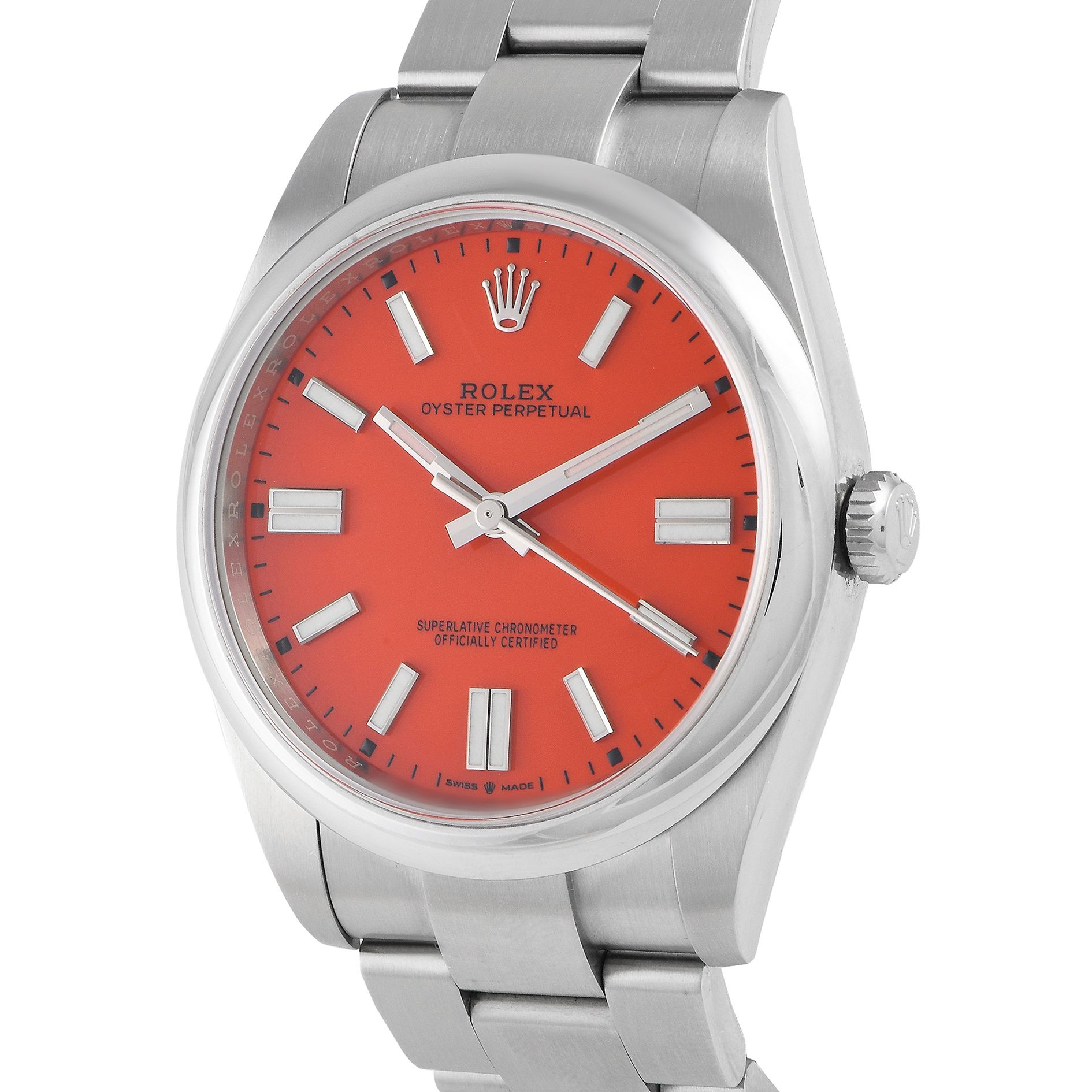 Rolex Oyster Perpetual 41 Coral Red Dial Watch 124300-007