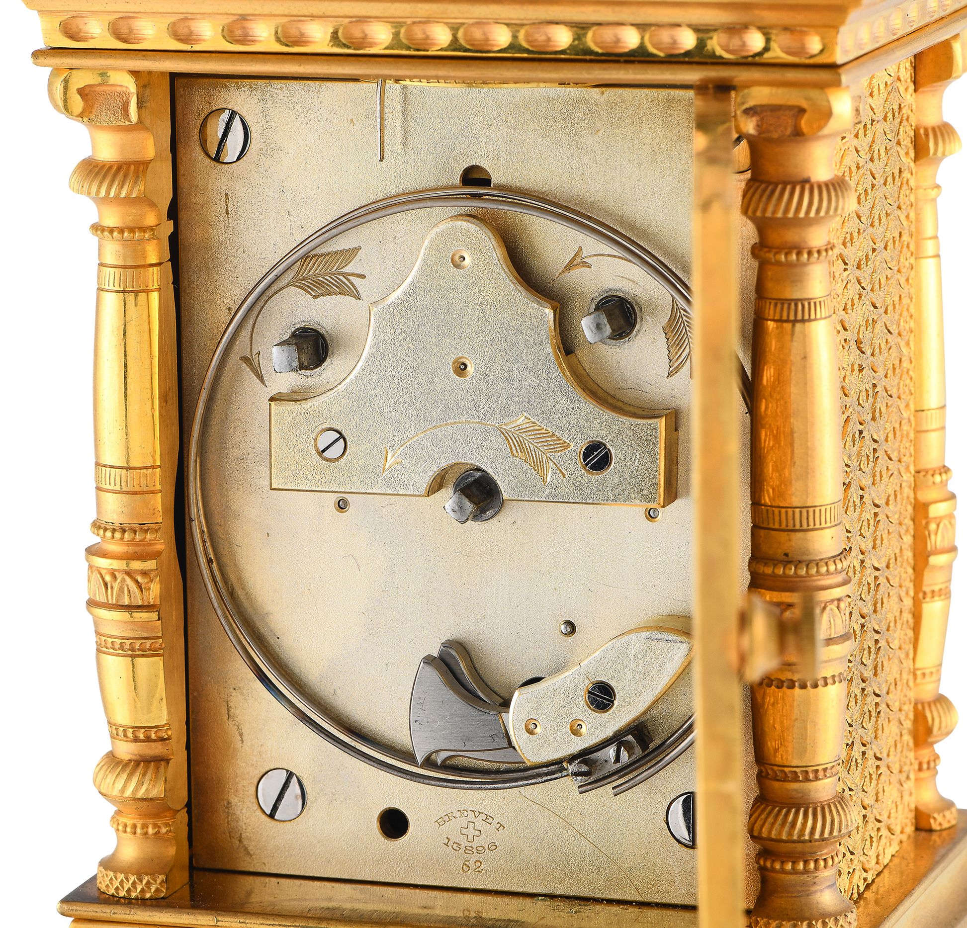 Brass & Enamel Brass & Enamel Gilt French Carriage Table Clock