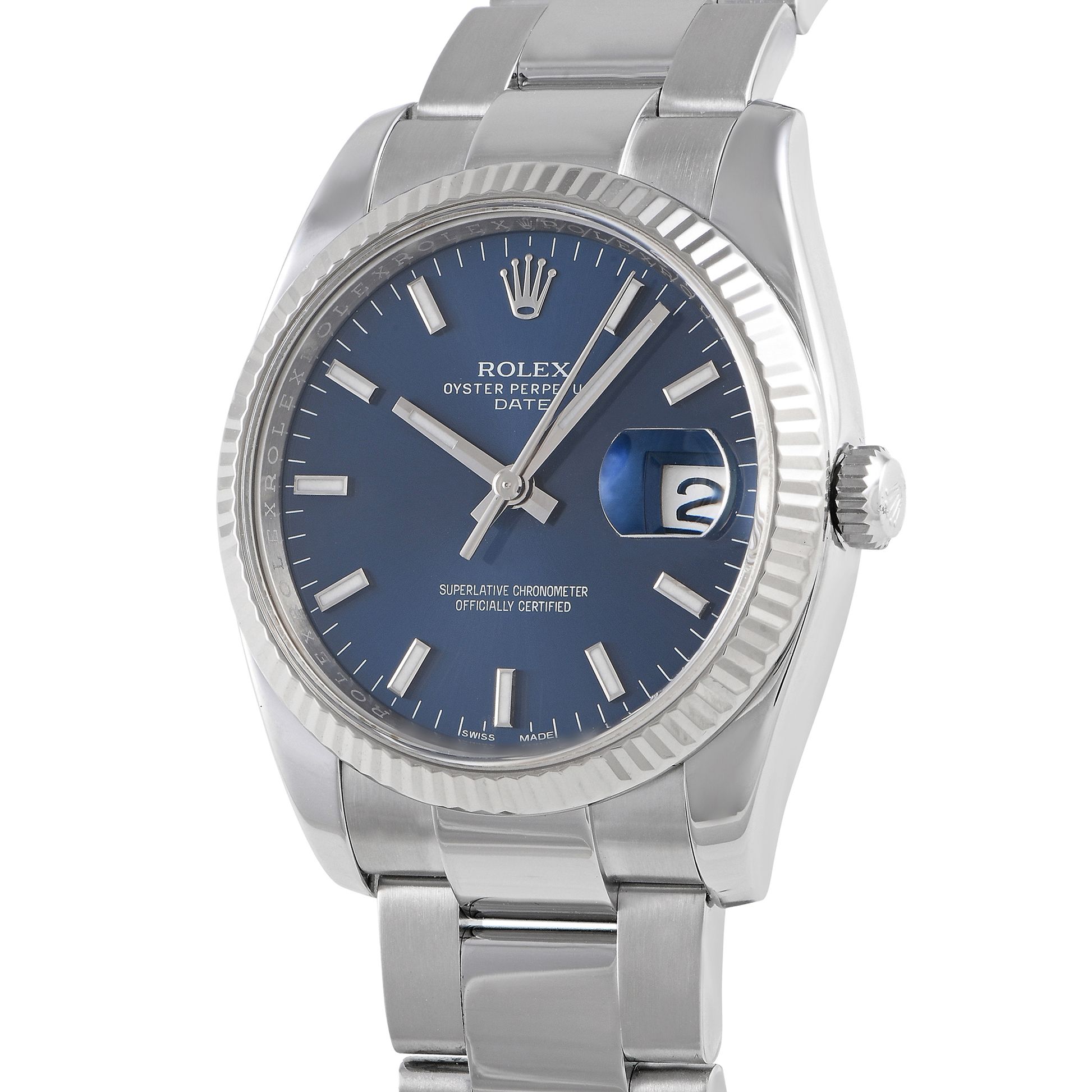 Rolex Oyster Perpetual Date 34 Blue Dial Watch 115234