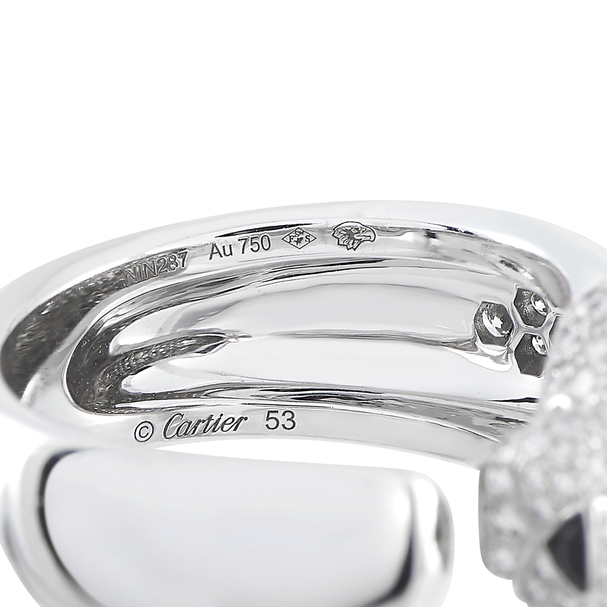 Cartier Panthère 18K White Gold 1.15ct Diamond, Emerald and Onyx Ring CA33-011725