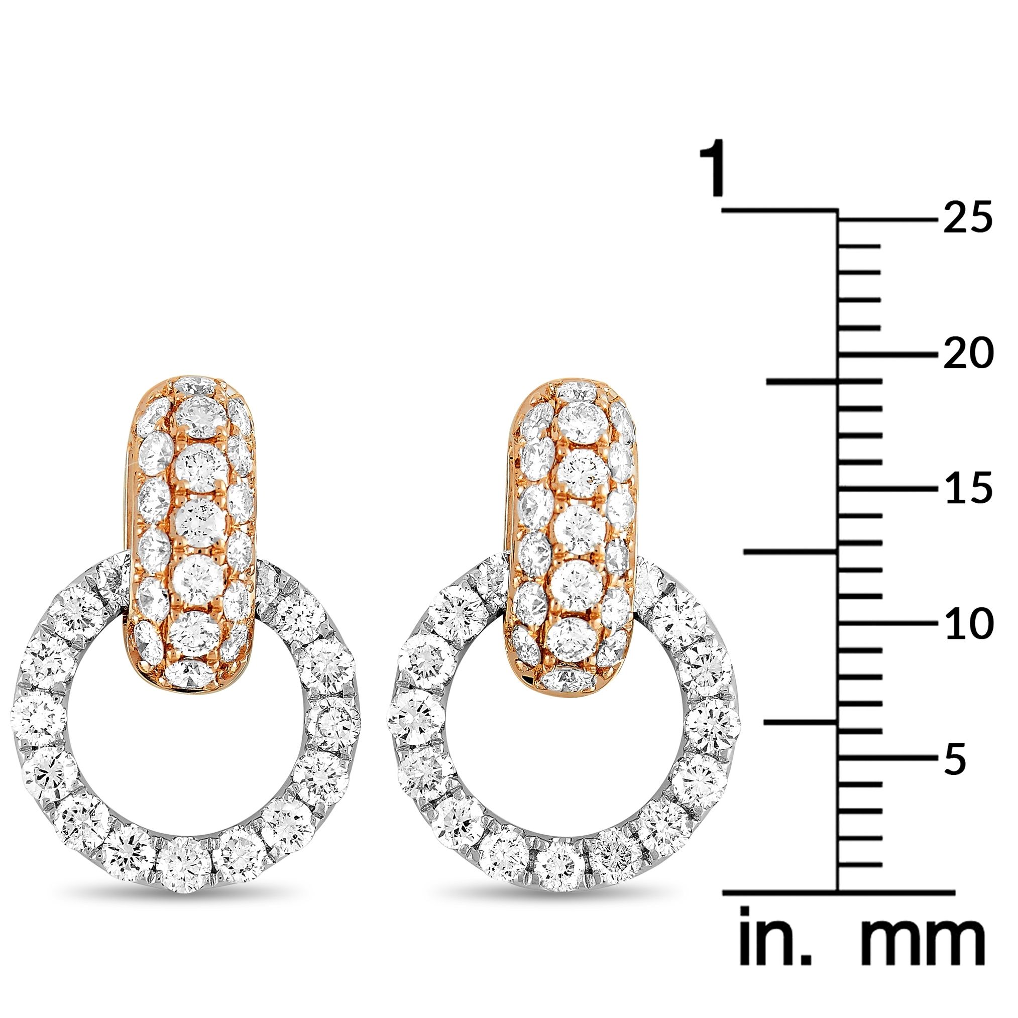 LB Exclusive 18K White and Rose Gold 1.64 ct Diamond Earrings AER-13995-1-W