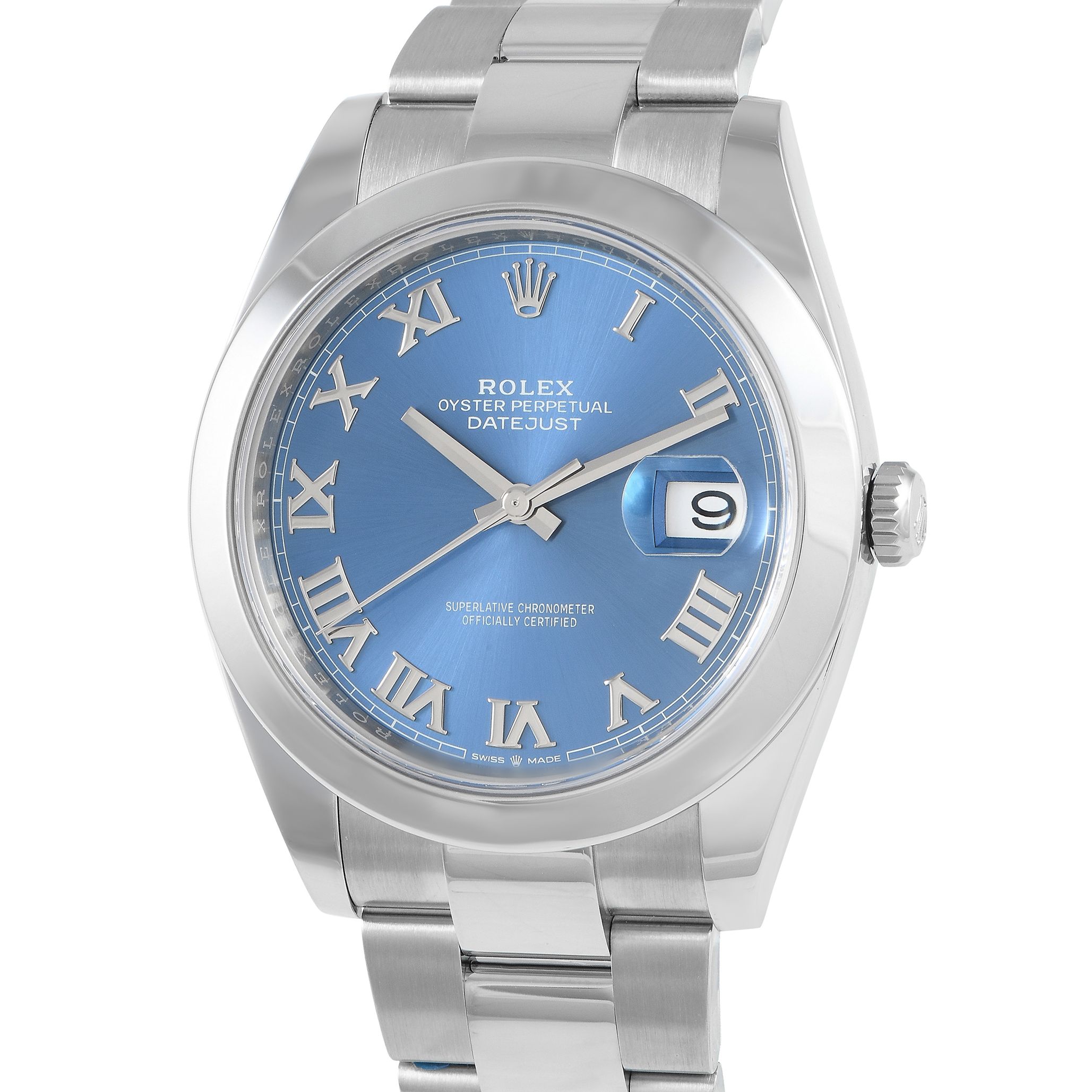 Rolex Datejust 41 Azzurro Blue Roman Dial Watch 126300