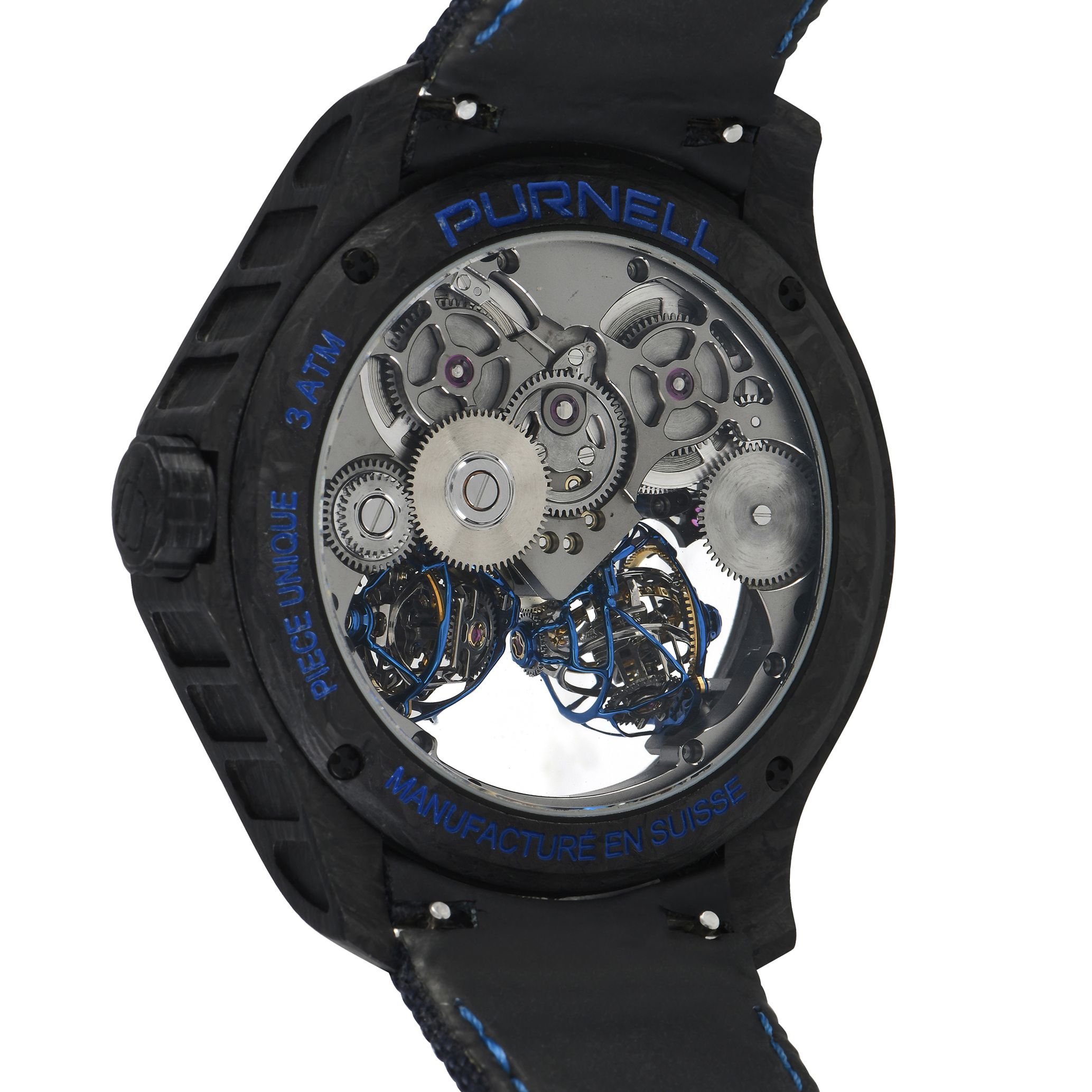 Purnell Escape II Double Spherion Carbon Blue Piece Unique Watch CP03BMCB