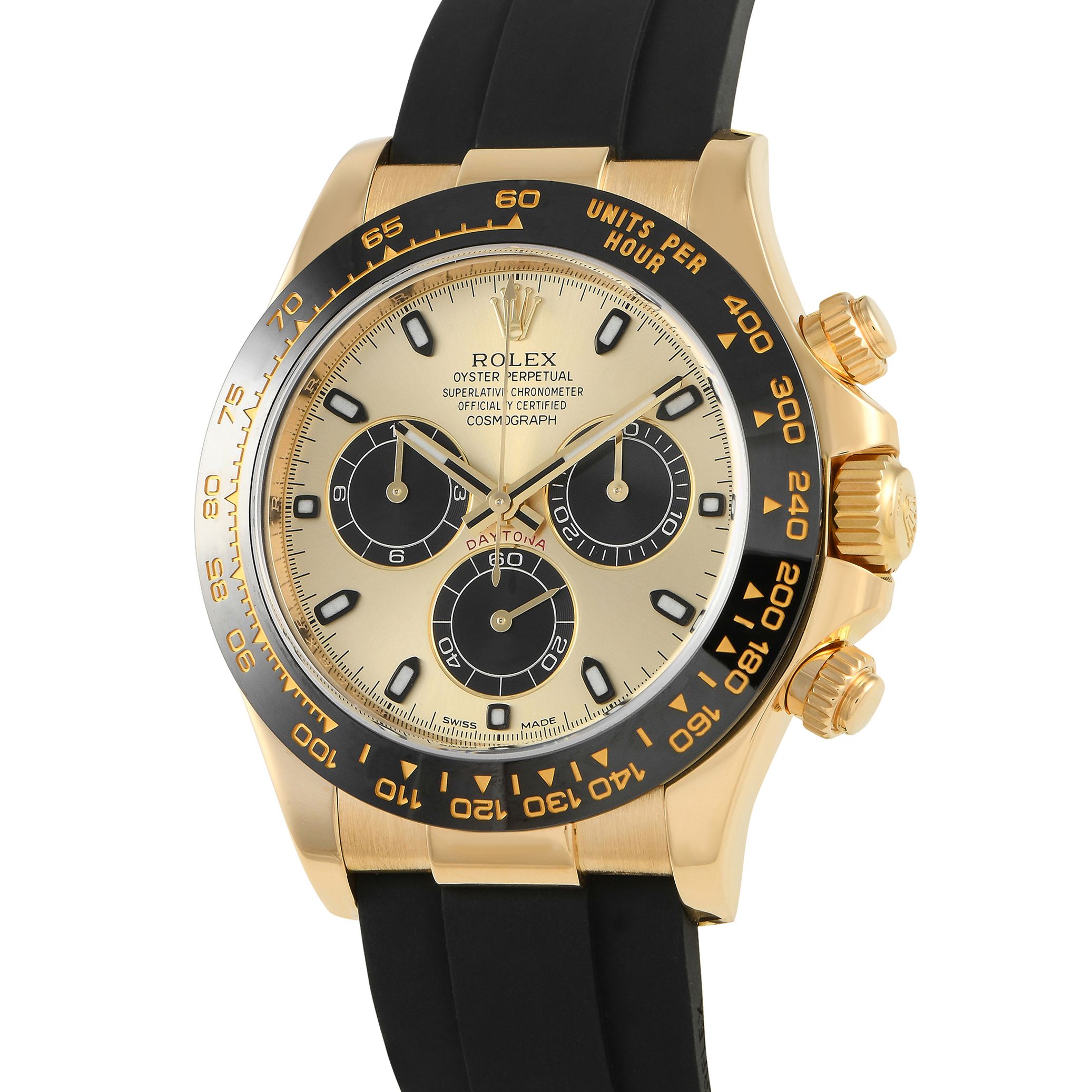 Rolex Daytona Champagne Dial Yellow Gold Oysterflex Watch 116518LN