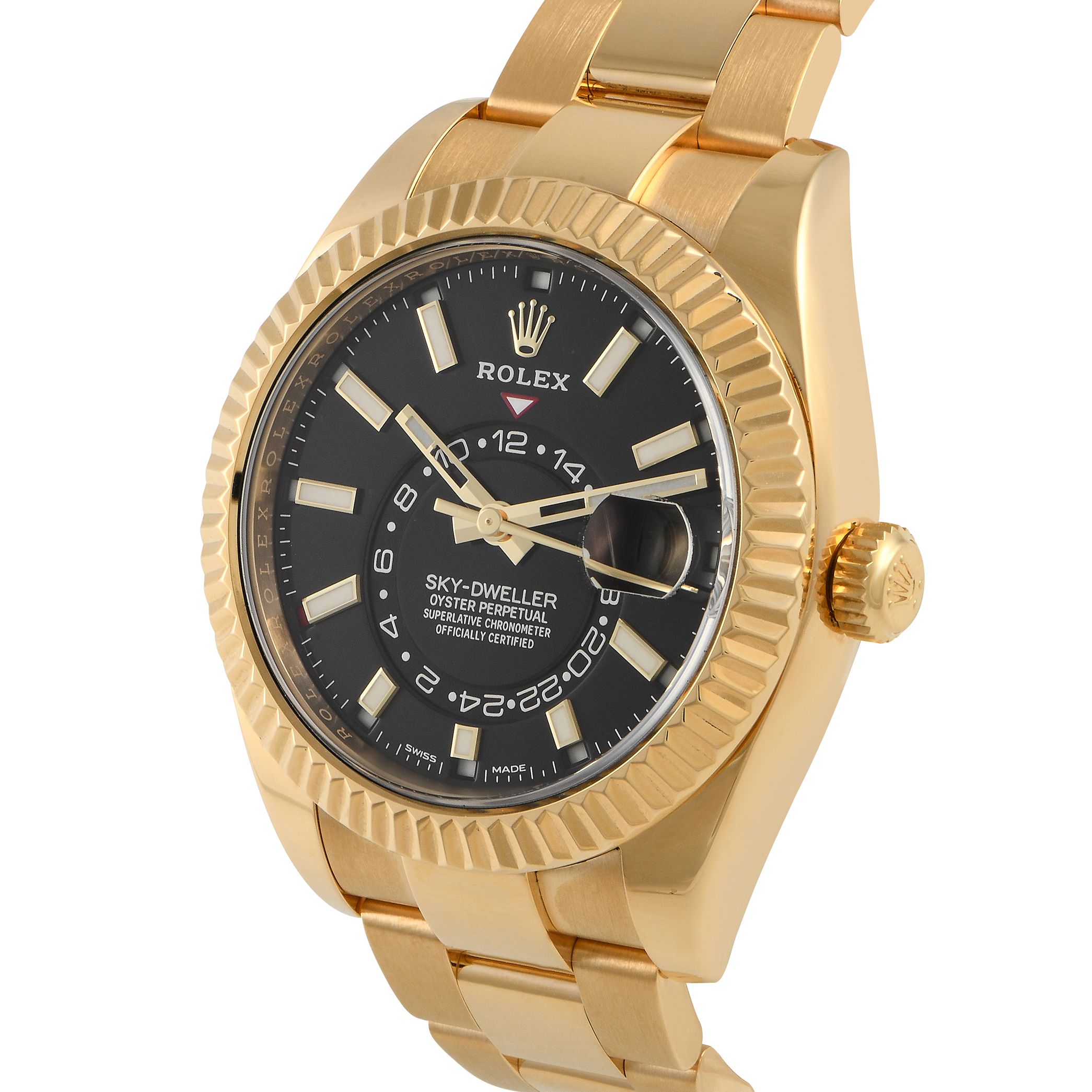 Rolex Sky-Dweller Yellow Gold Black Dial Watch 326938