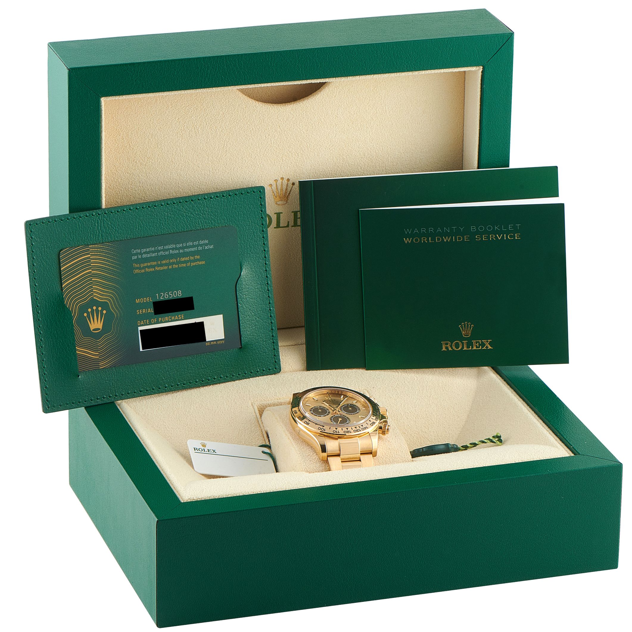 Rolex Daytona Champagne Gold Dial Yellow Gold Watch 126508