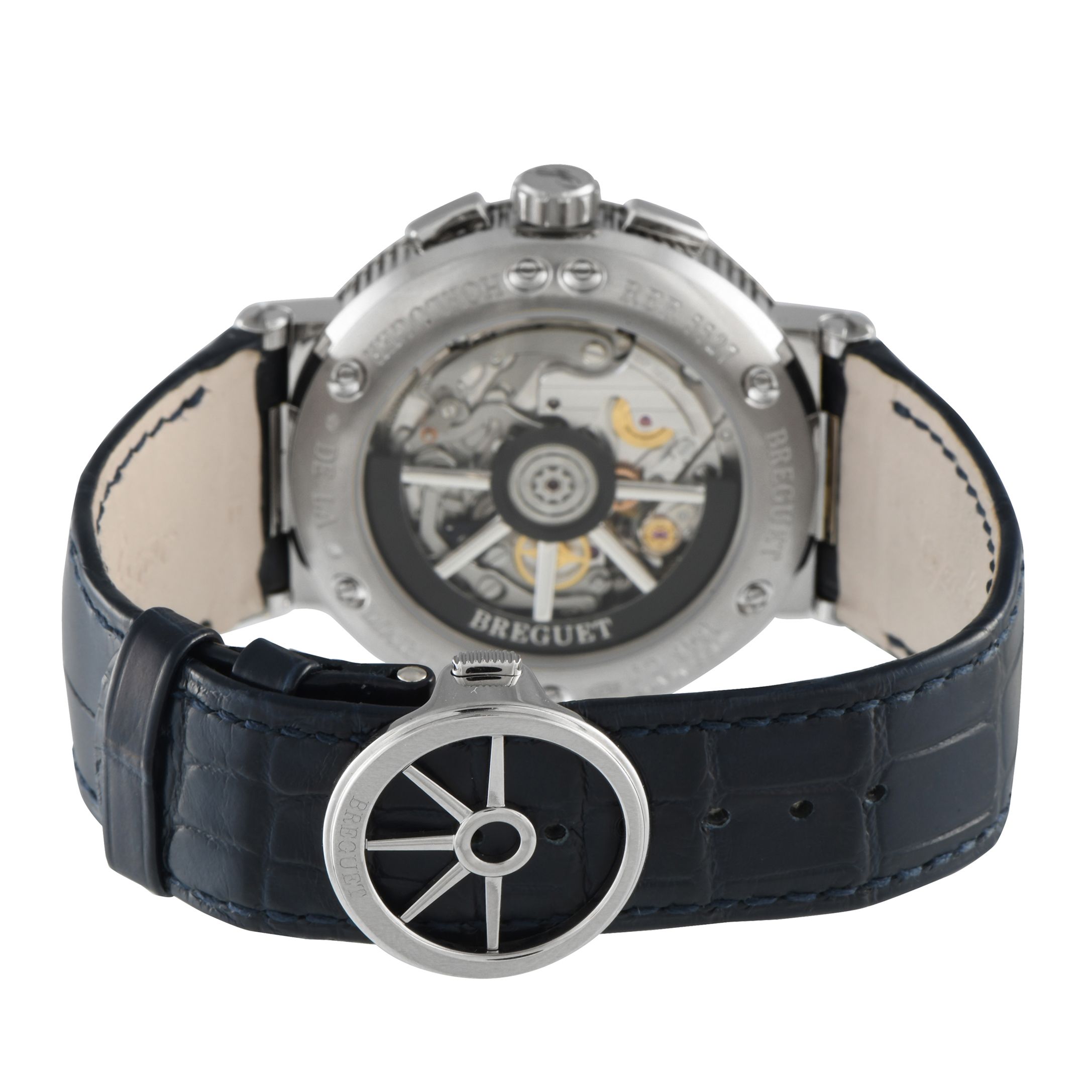 Breguet Marine Chronograph Blue Dial White Gold Watch 5527BB/Y2/5WV