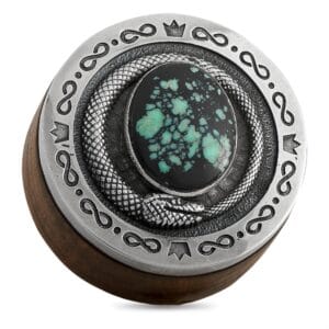 King Baby Sterling Silver Bamboo Wood Turquoise Snake Stash Box