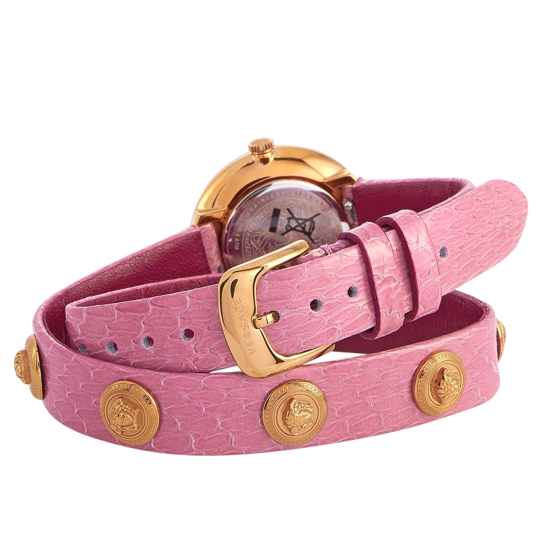 Versace Medusa Stud Icon Quartz Pink Leather Watch VERF00518