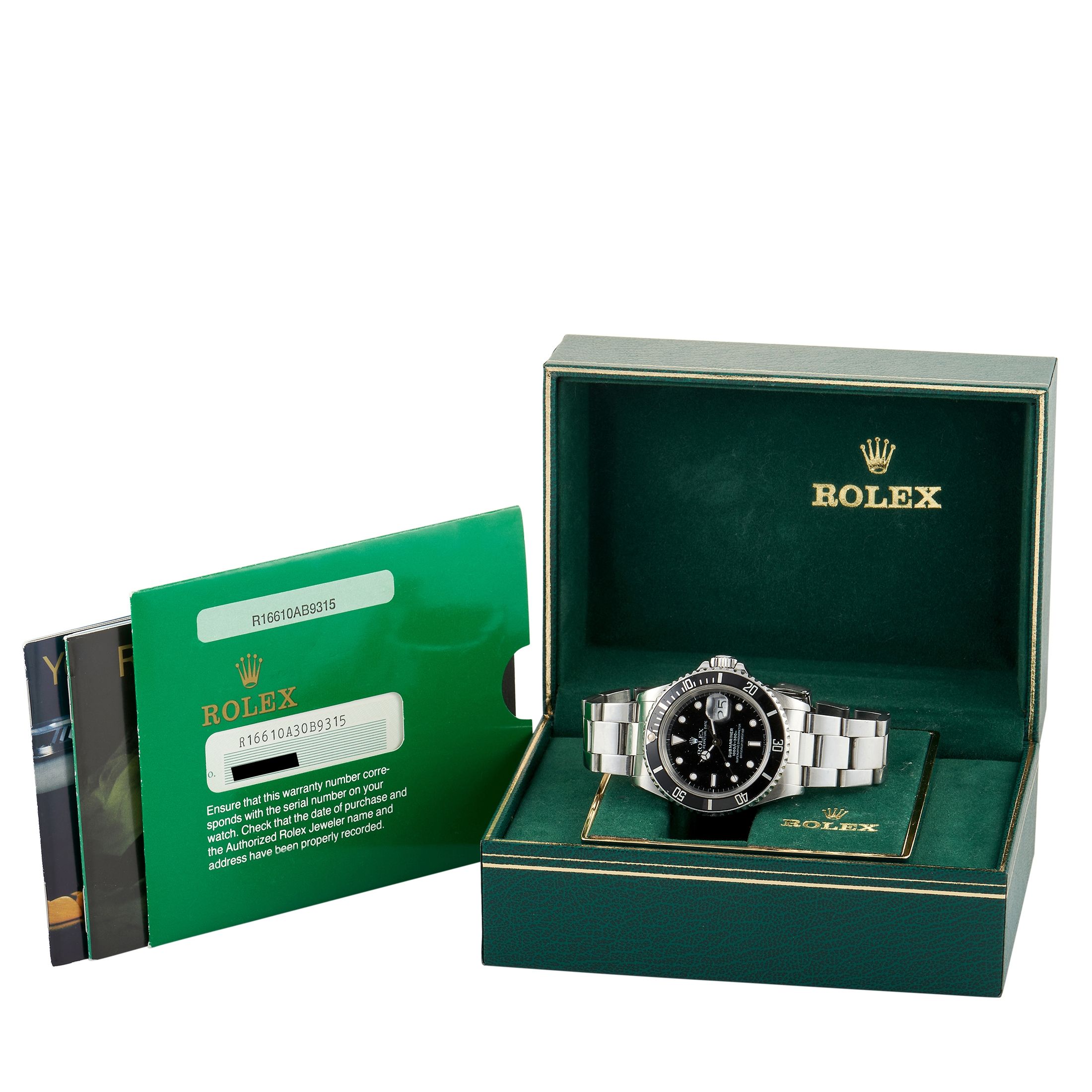 Rolex Submariner Black Dial Watch 16610BKSO