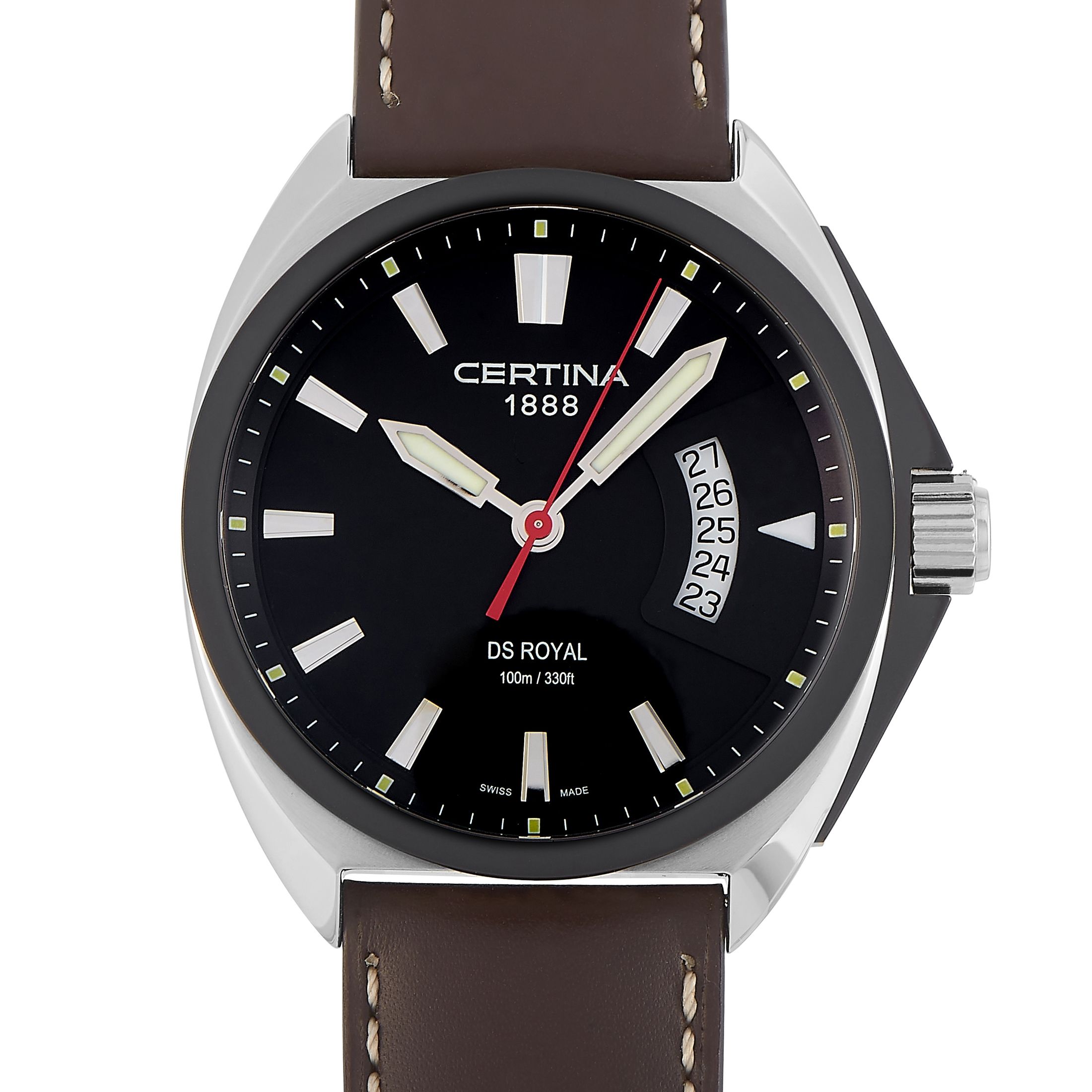 Certina DS Royal Black Dial Men's Brown Leather Watch C010.410.16.051.00