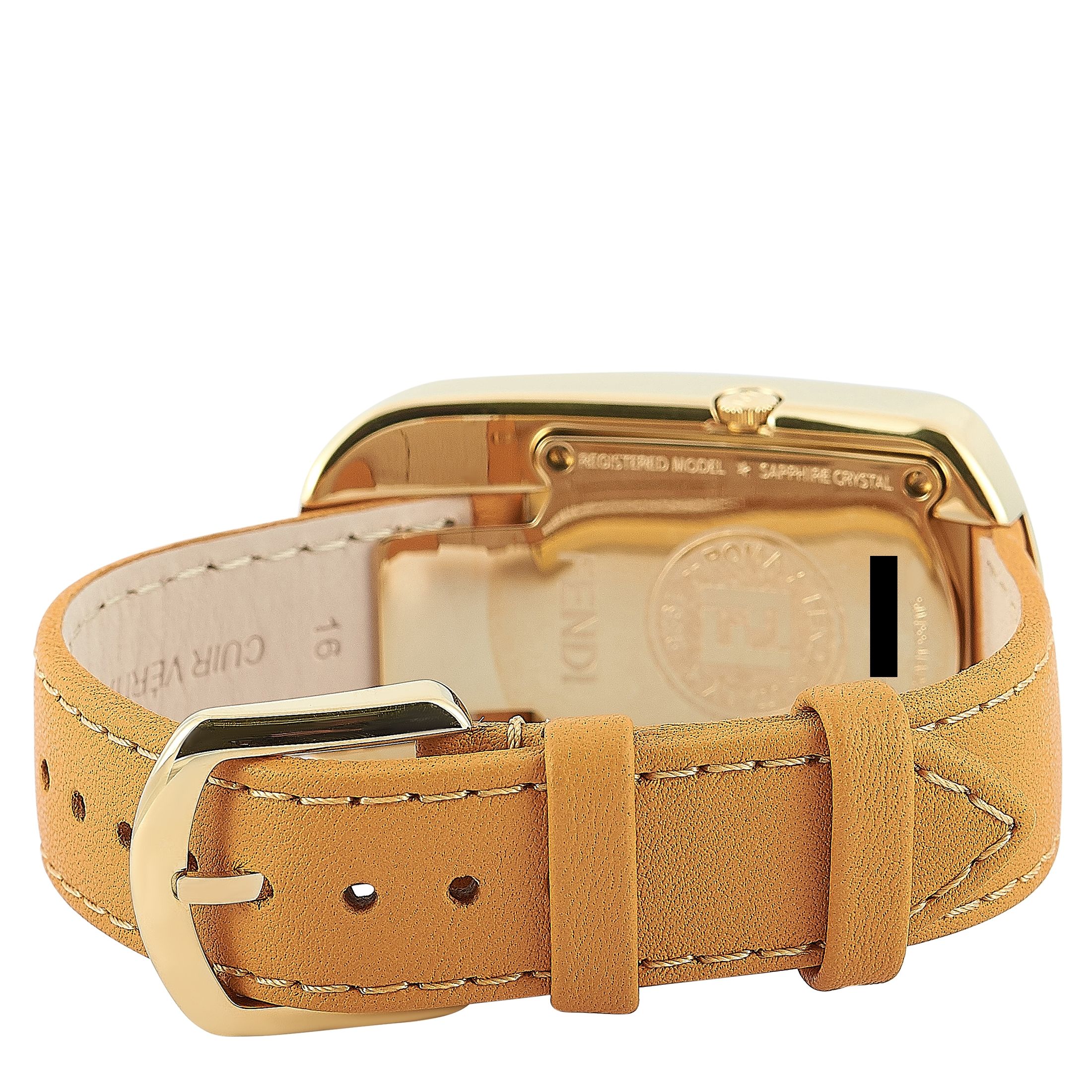 Fendi Chameleon Gold-Tone Tan and White Leather Quartz Watch F334434551D1