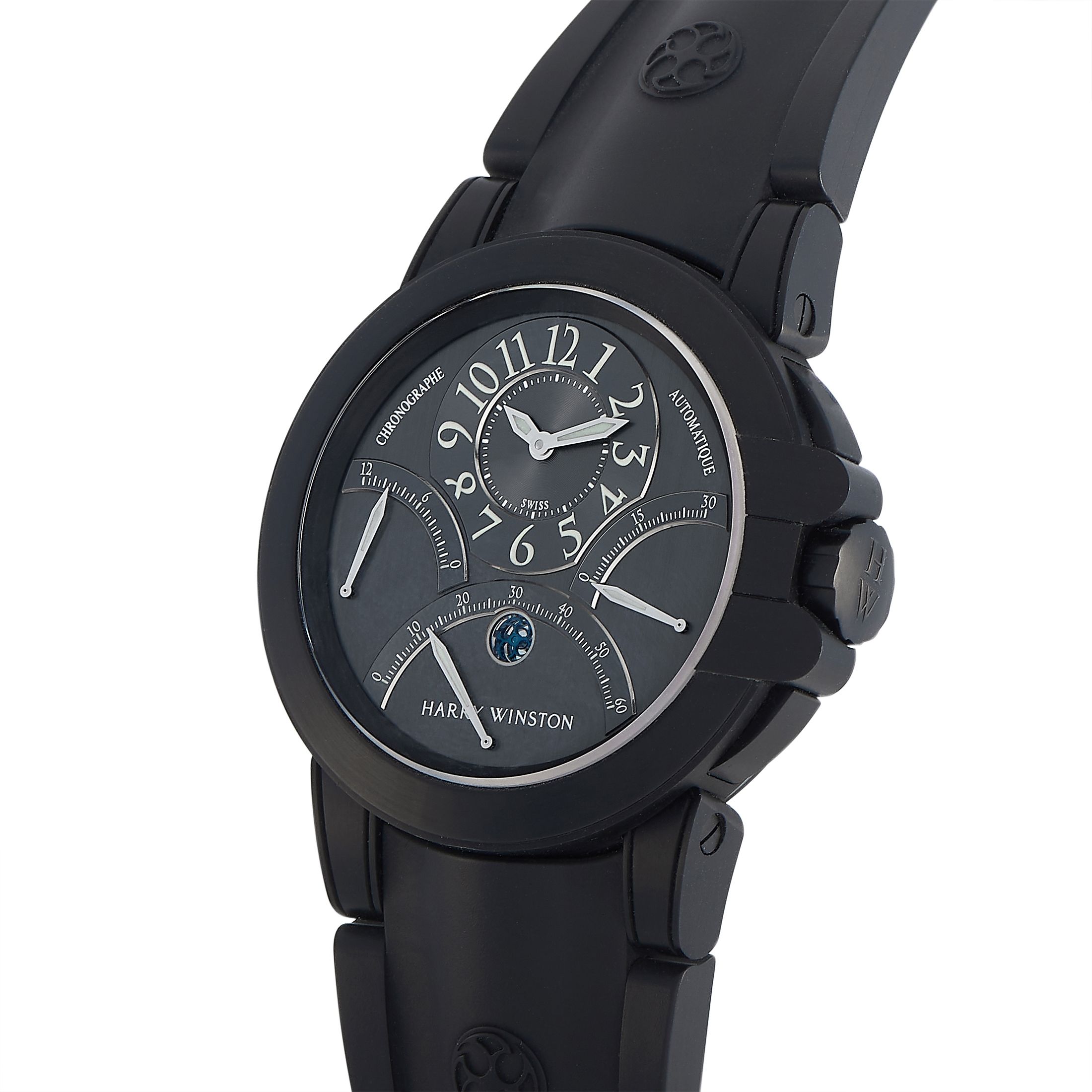 Harry Winston Ocean Triple Retrograde Black Zalium Chronograph Watch 400-MCRA44ZK