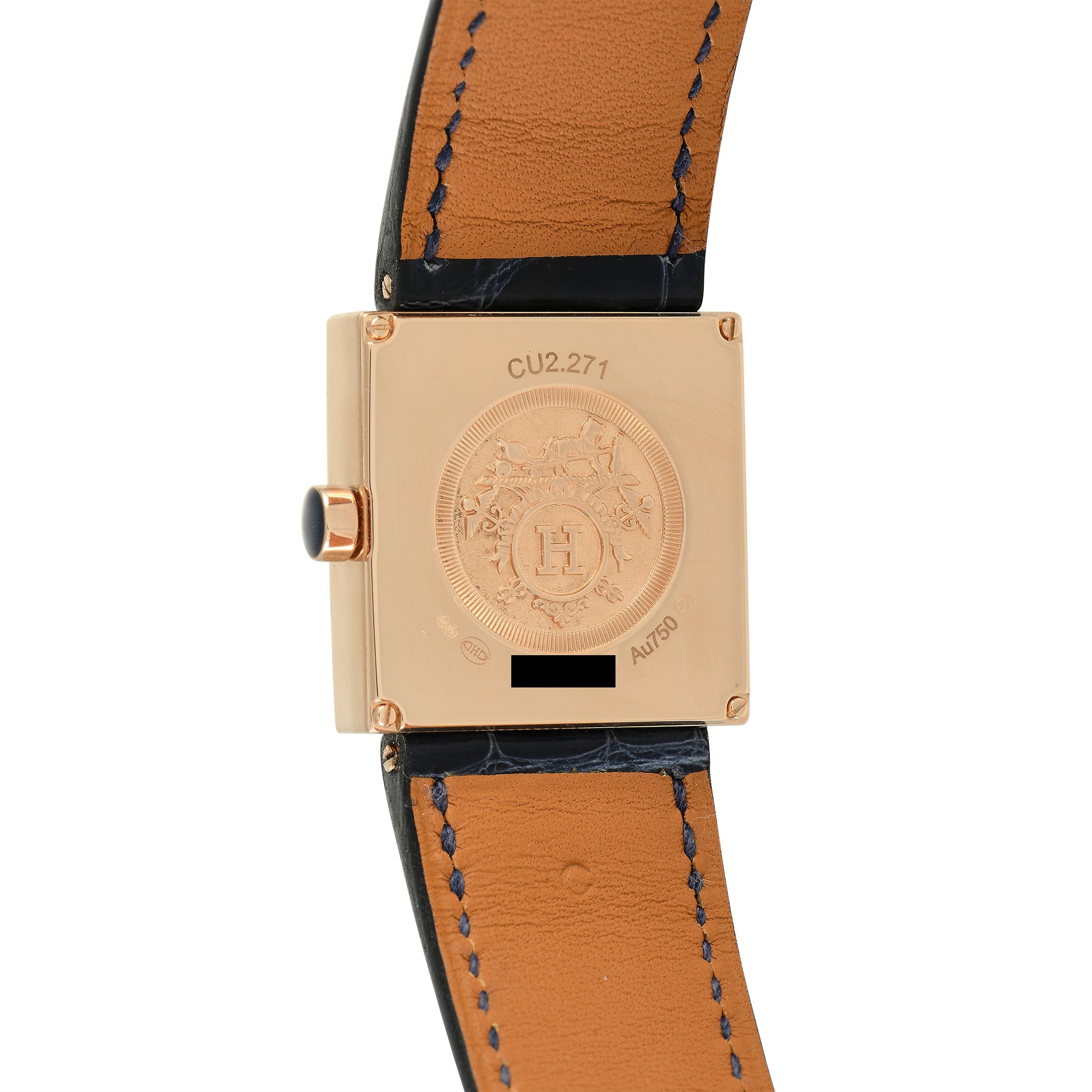Hermès Carré Cuir Rose Gold Diamond Ladies Watch