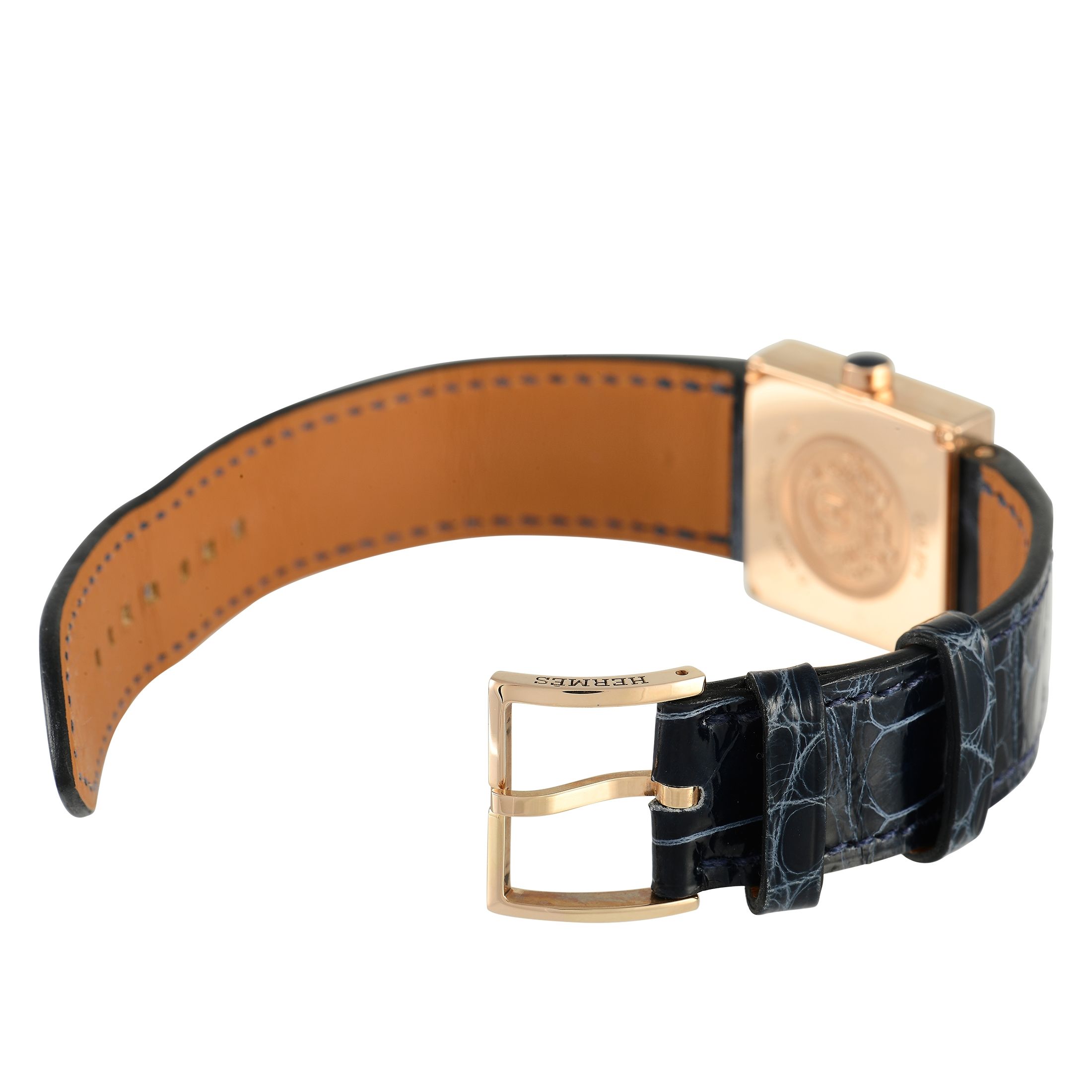 Hermès Carré Cuir Rose Gold Diamond Ladies Watch