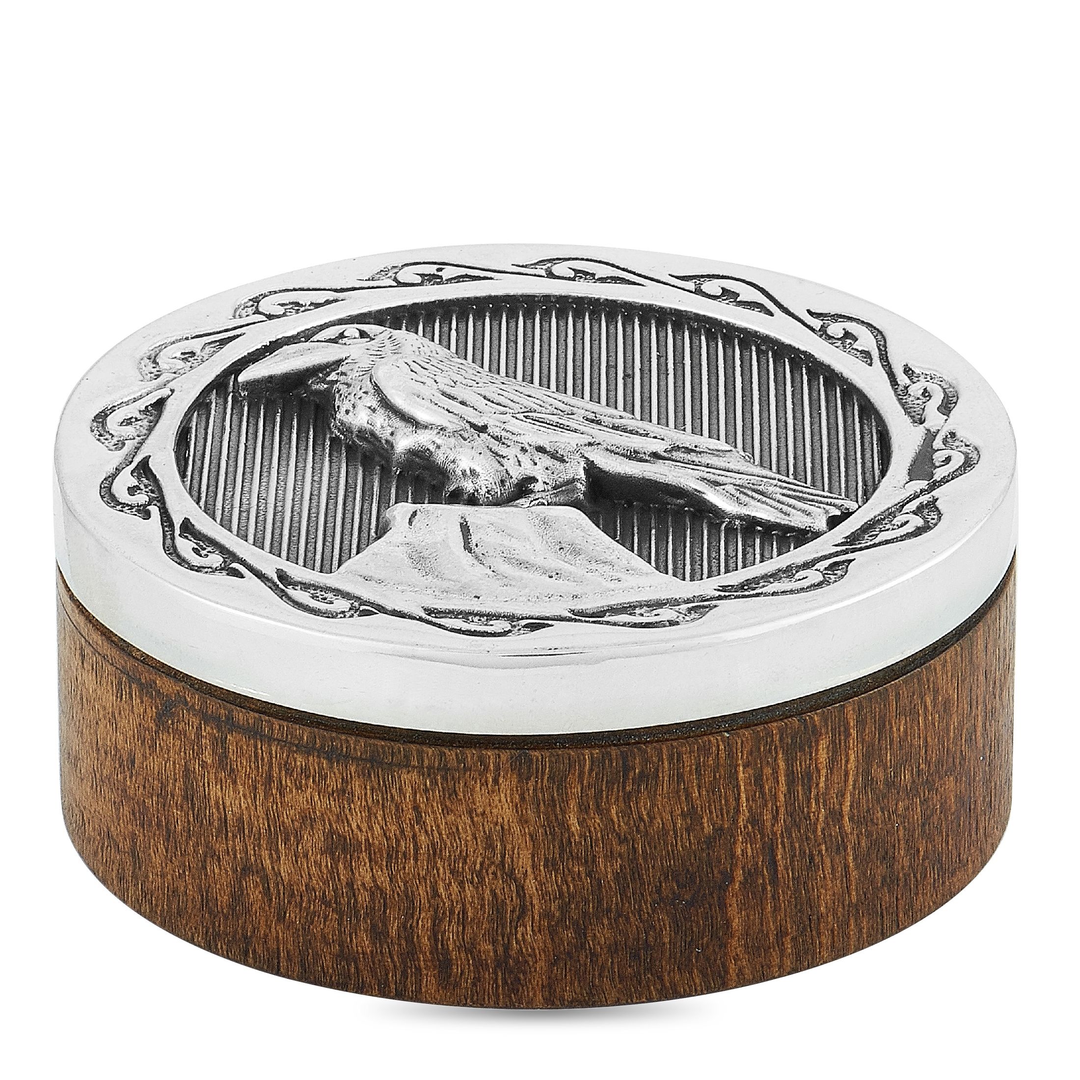 King Baby Sterling Silver Bamboo Wood Raven Stash Box