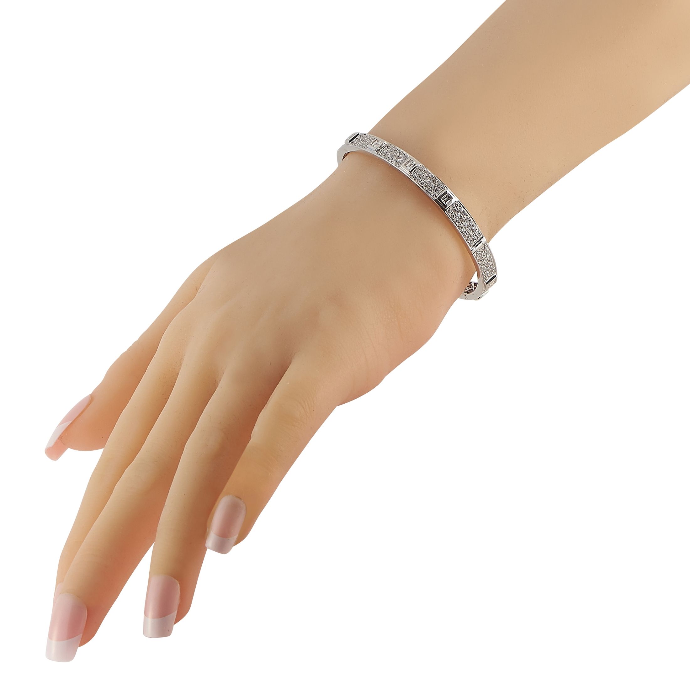 LB Exclusive 18K White Gold 4.24 ct Diamond Bangle Bracelet ALB-16217-1