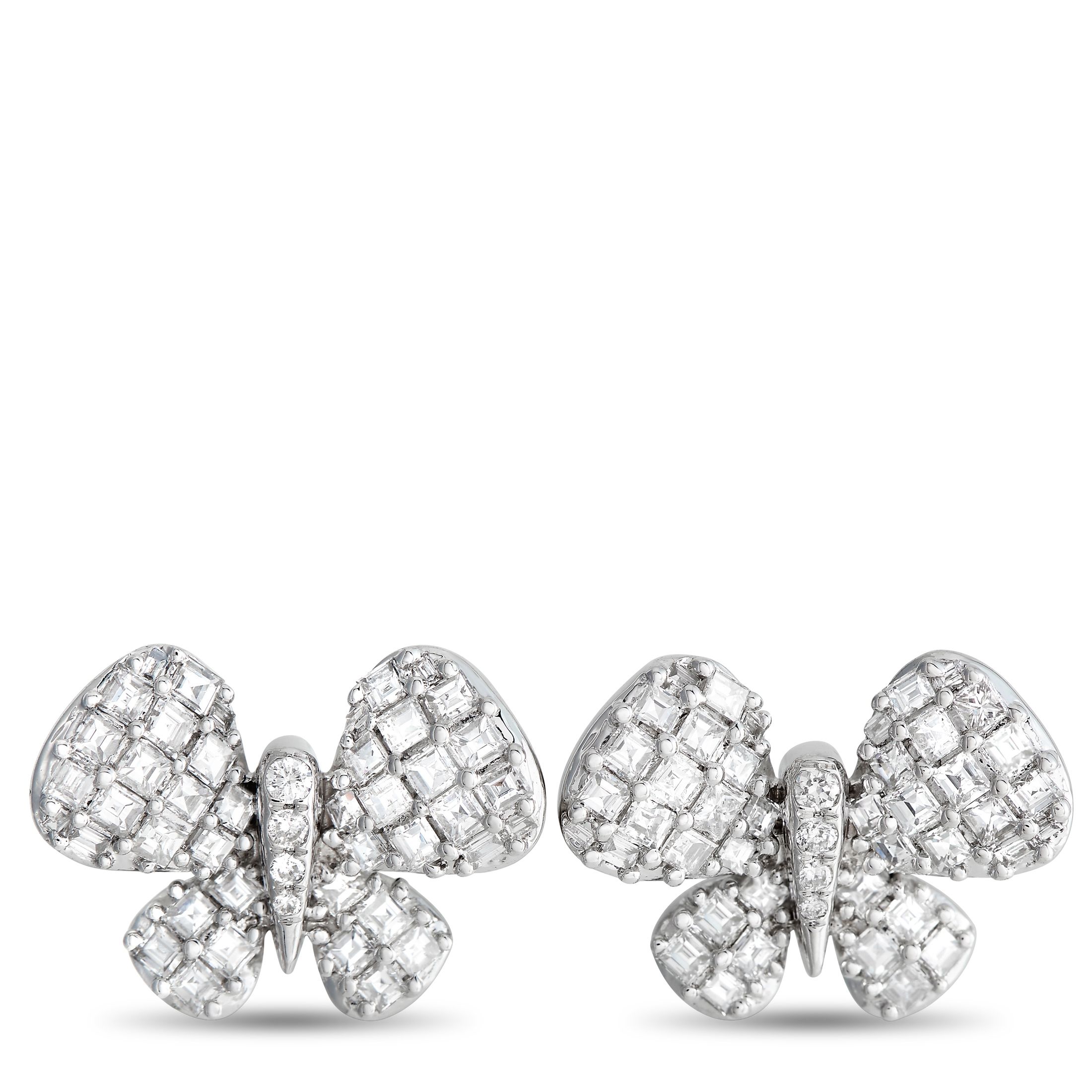 LB Exclusive 18K White Gold 2.08 ct Diamond Butterfly Earrings AER171271