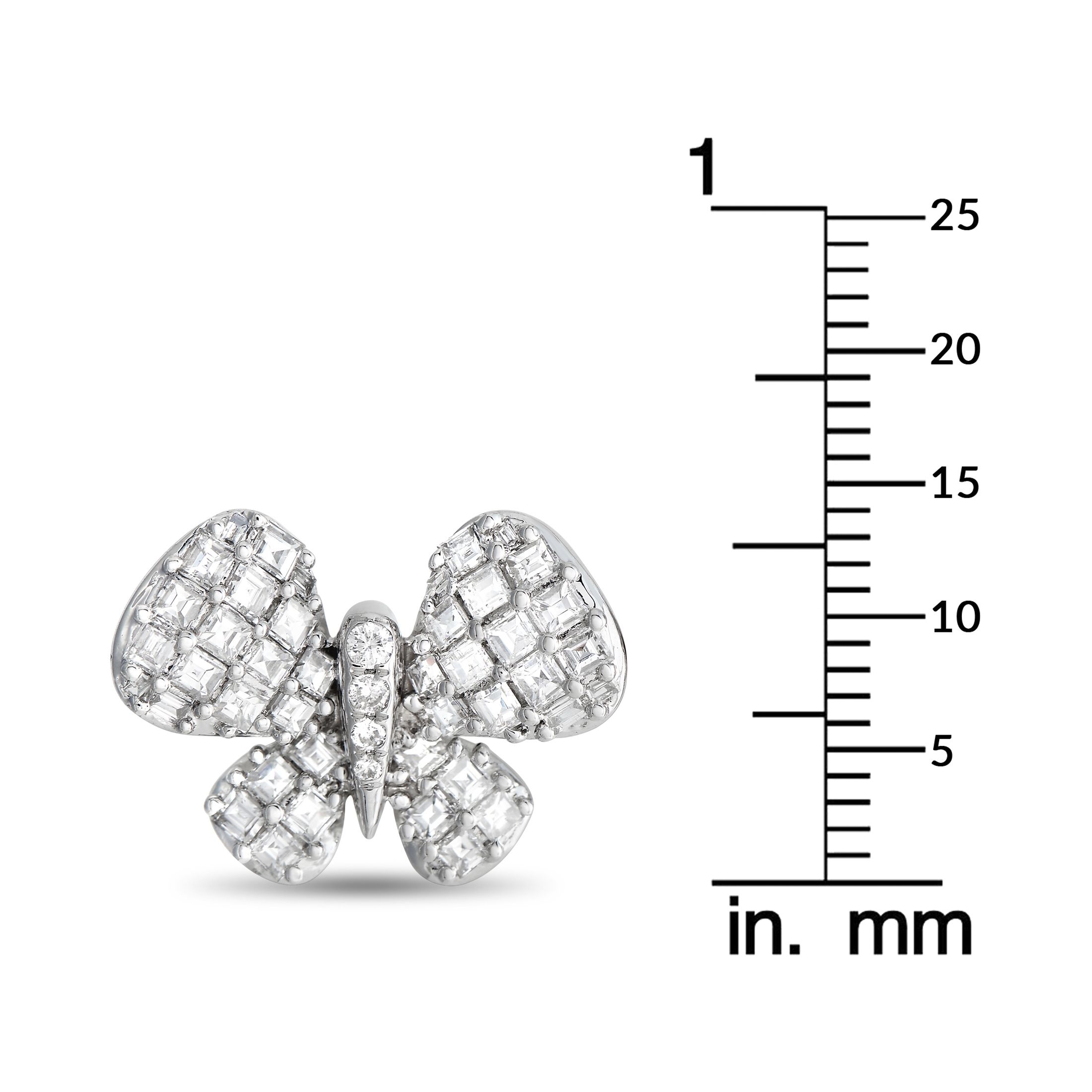 LB Exclusive 18K White Gold 2.08 ct Diamond Butterfly Earrings AER171271