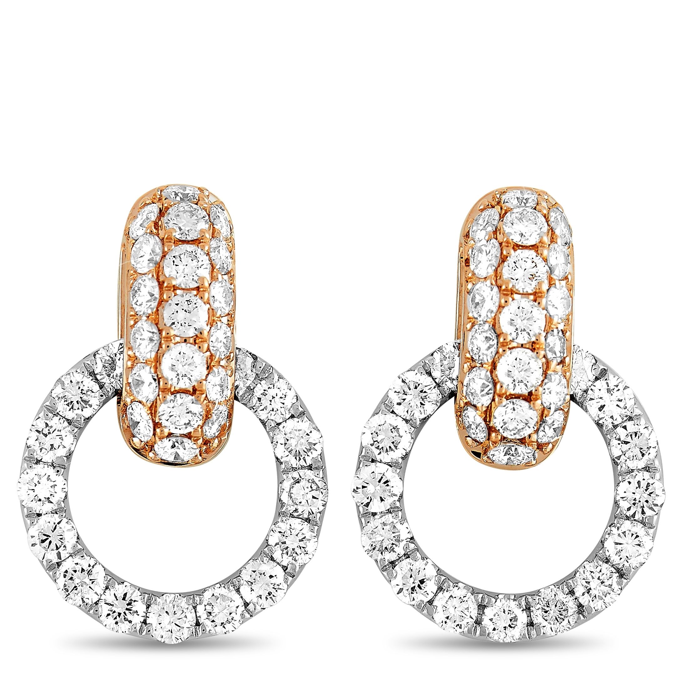 LB Exclusive 18K White and Rose Gold 1.64 ct Diamond Earrings AER-13995-1-W