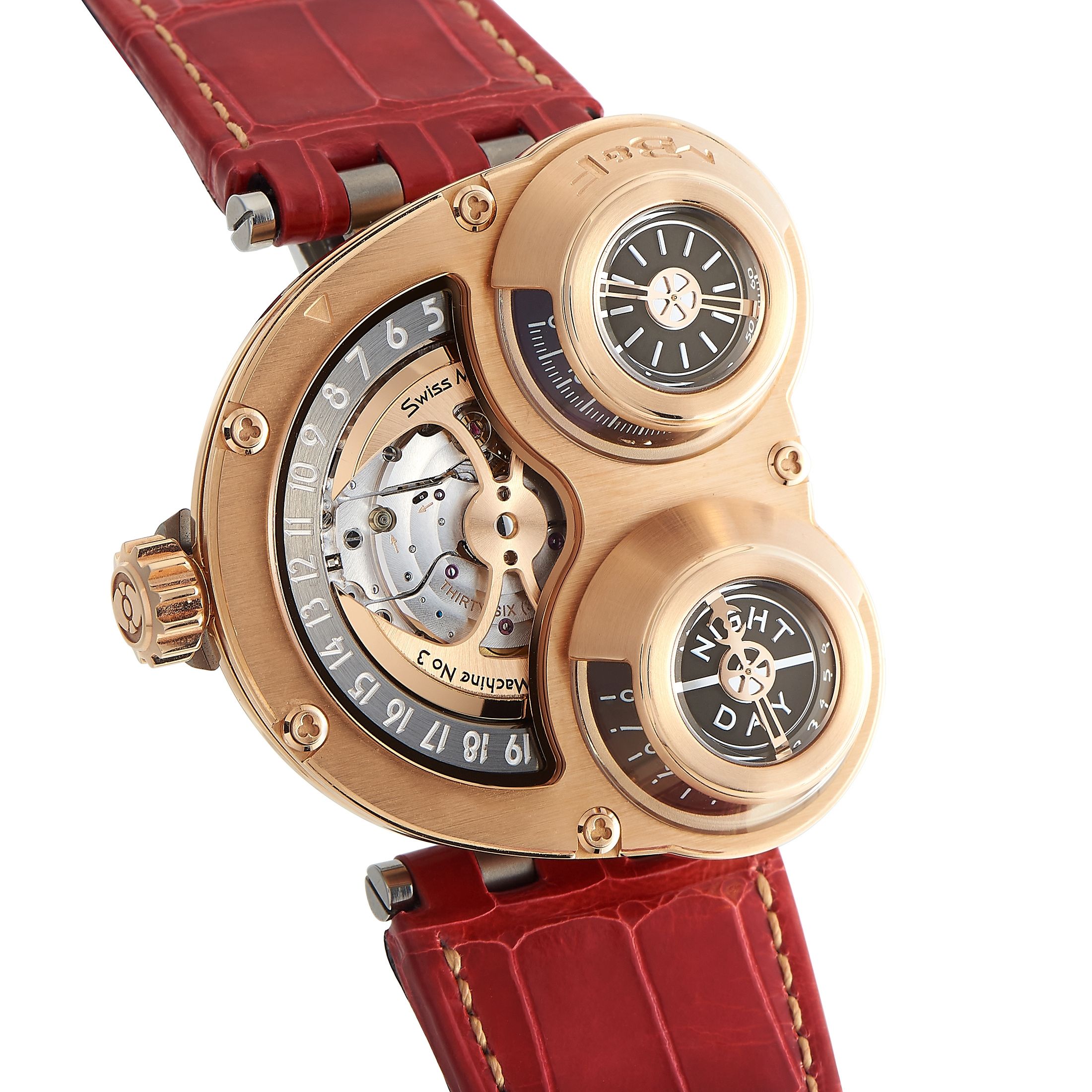 MB&F Horological Machine No. 3 Sidewinder Rose Gold Leather Watch HM3