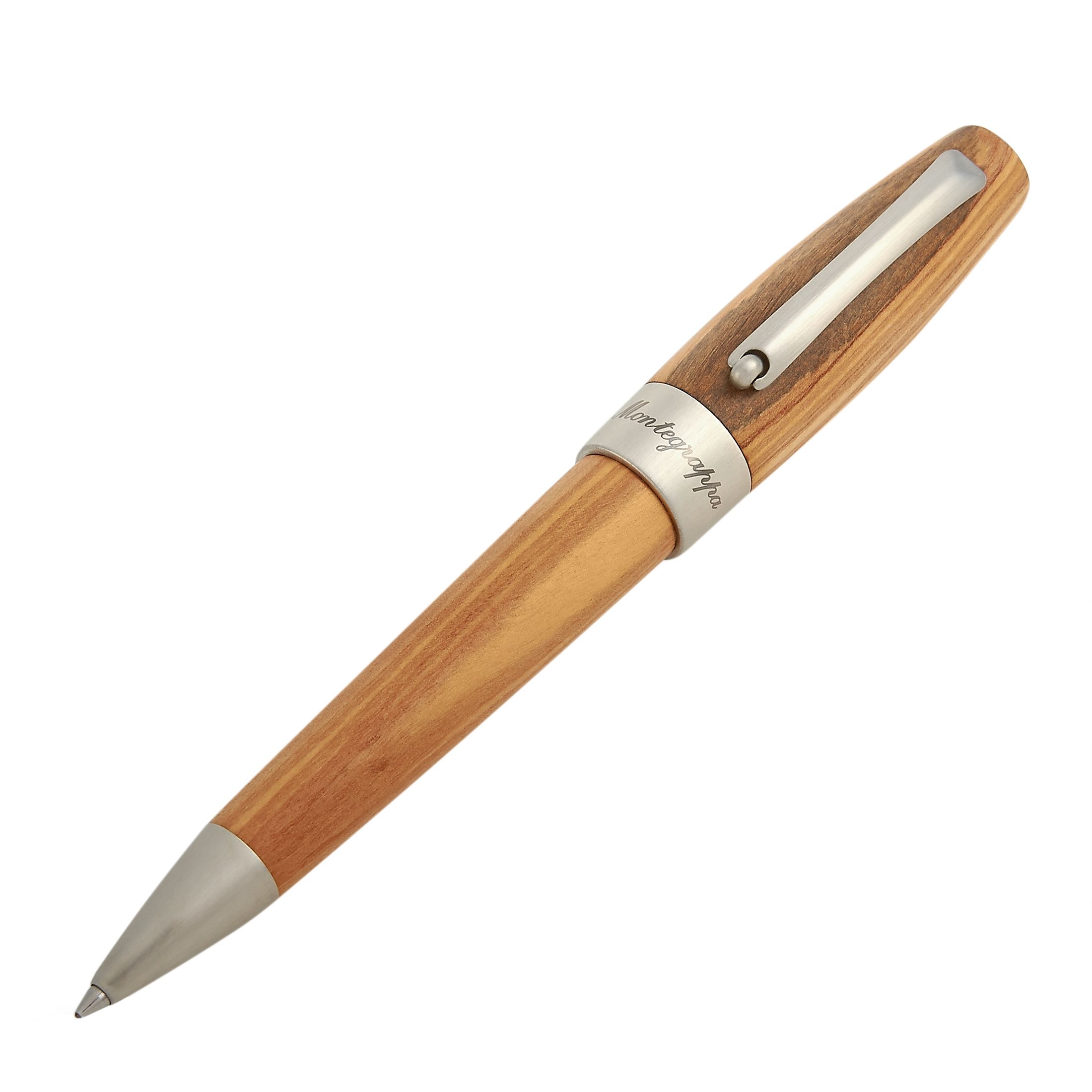 Montegrappa Heartwood Olive Wood and Stainless Steel Ballpoint Pen ISFOWBIO
