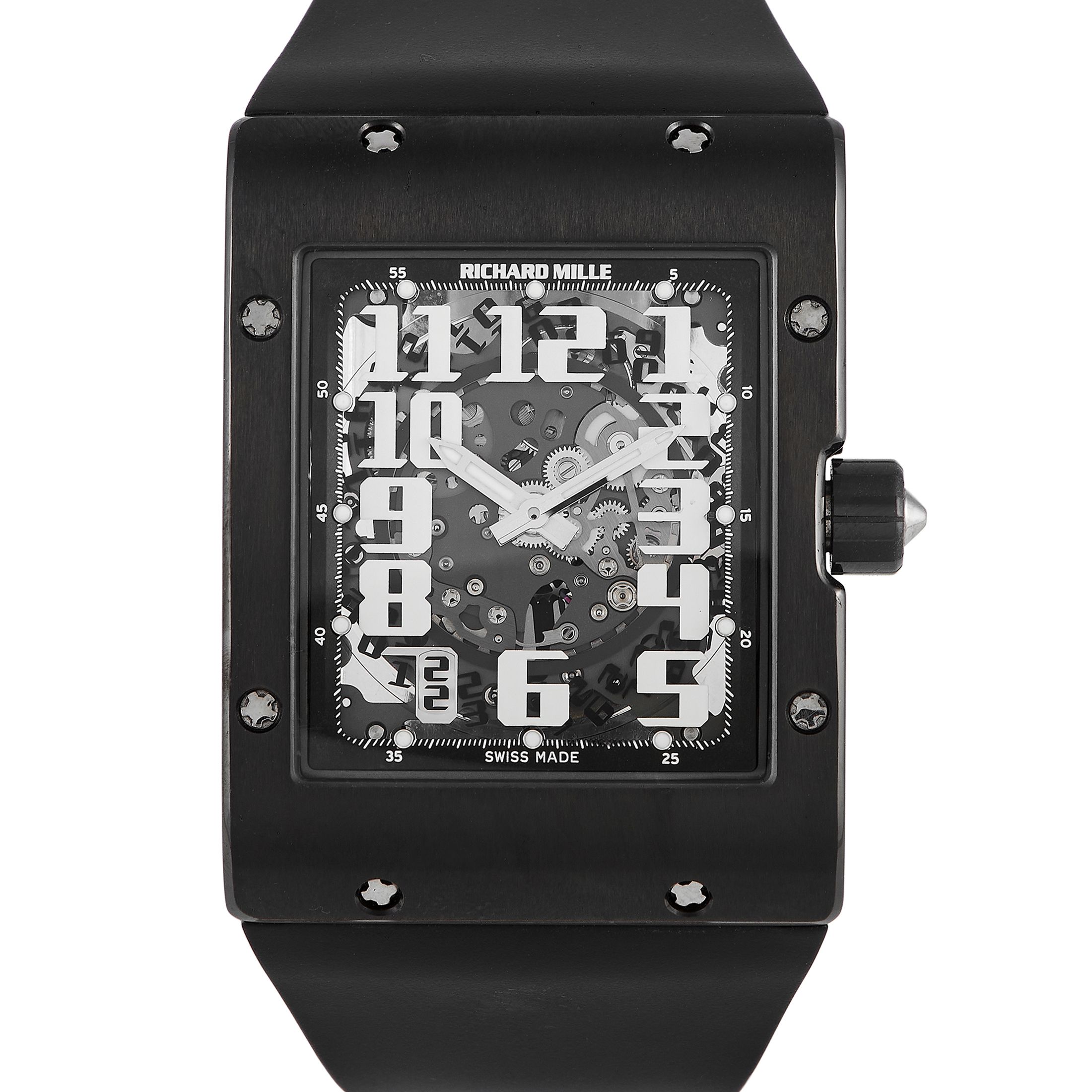 Richard Mille RM016用 ベルトブラッククロコ Custom alligator Black leather watch straps for Richard