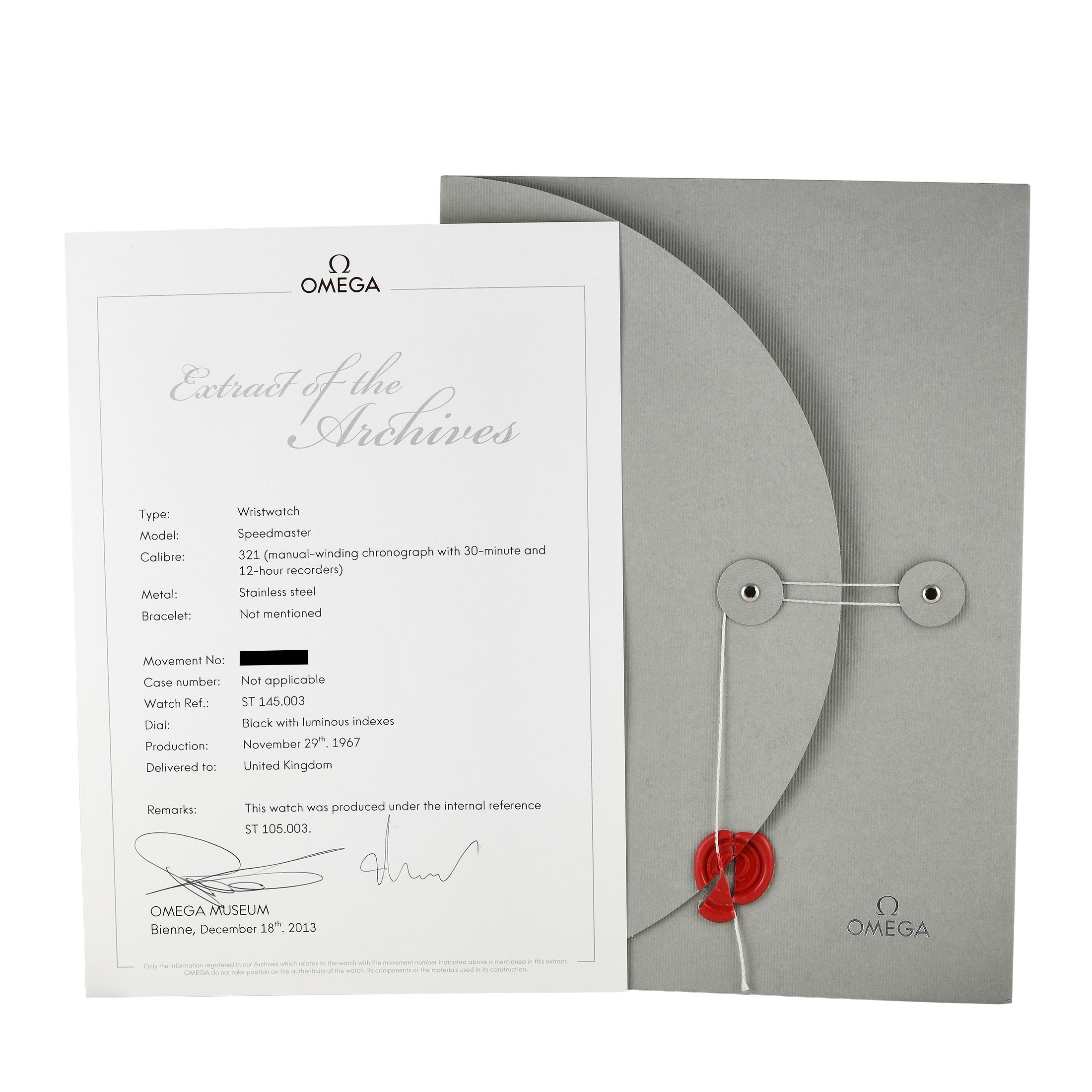 Omega Speedmaster Ed White Watch 105.003-65