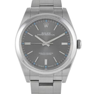 Rolex Oyster Perpetual 39 Dark Rhodium Dial Watch 114300