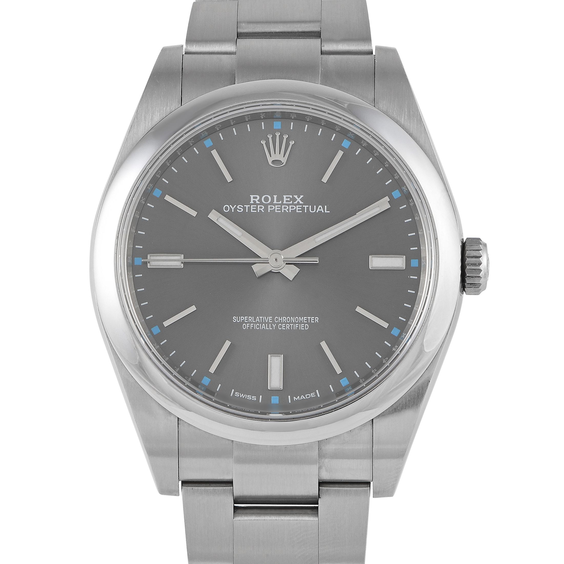 Rolex Oyster Perpetual 39 Dark Rhodium Dial Watch 114300