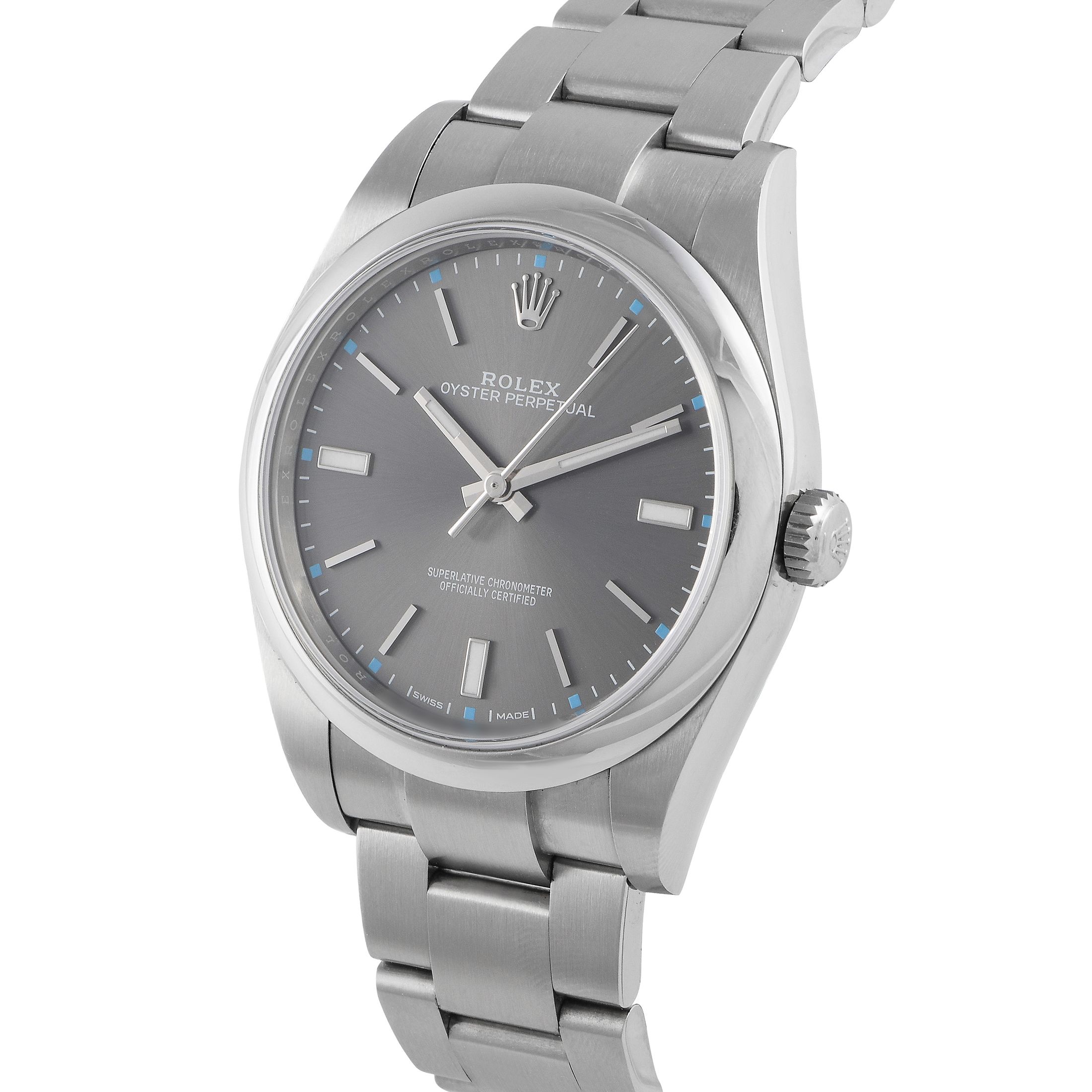 Rolex Oyster Perpetual 39 Dark Rhodium Dial Watch 114300