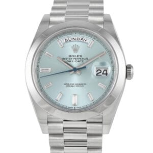Rolex Day-Date 40 Platinum Ice Blue Diamond Dial Watch 228206