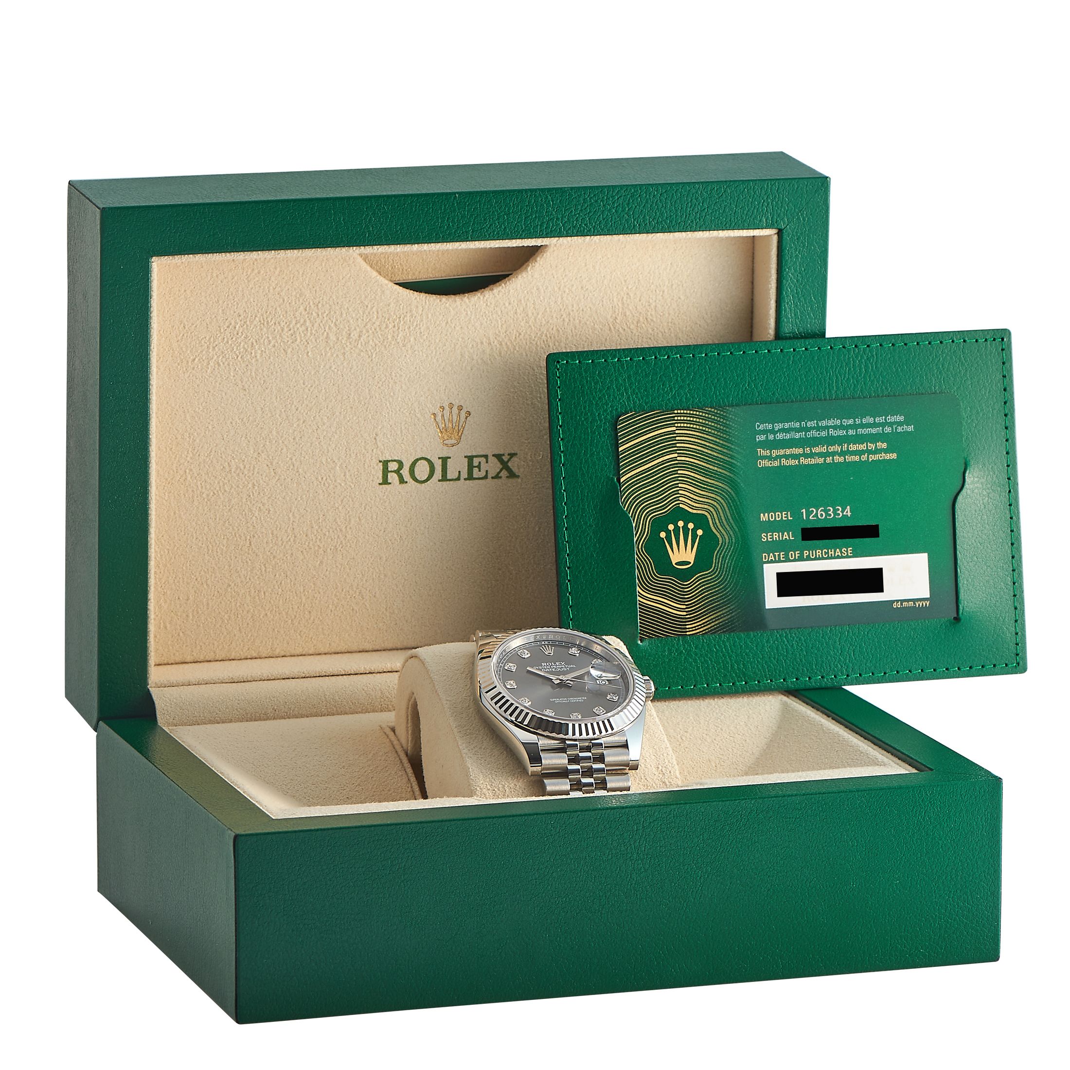 Rolex Datejust 41 Slate Diamond Dial Watch 126334