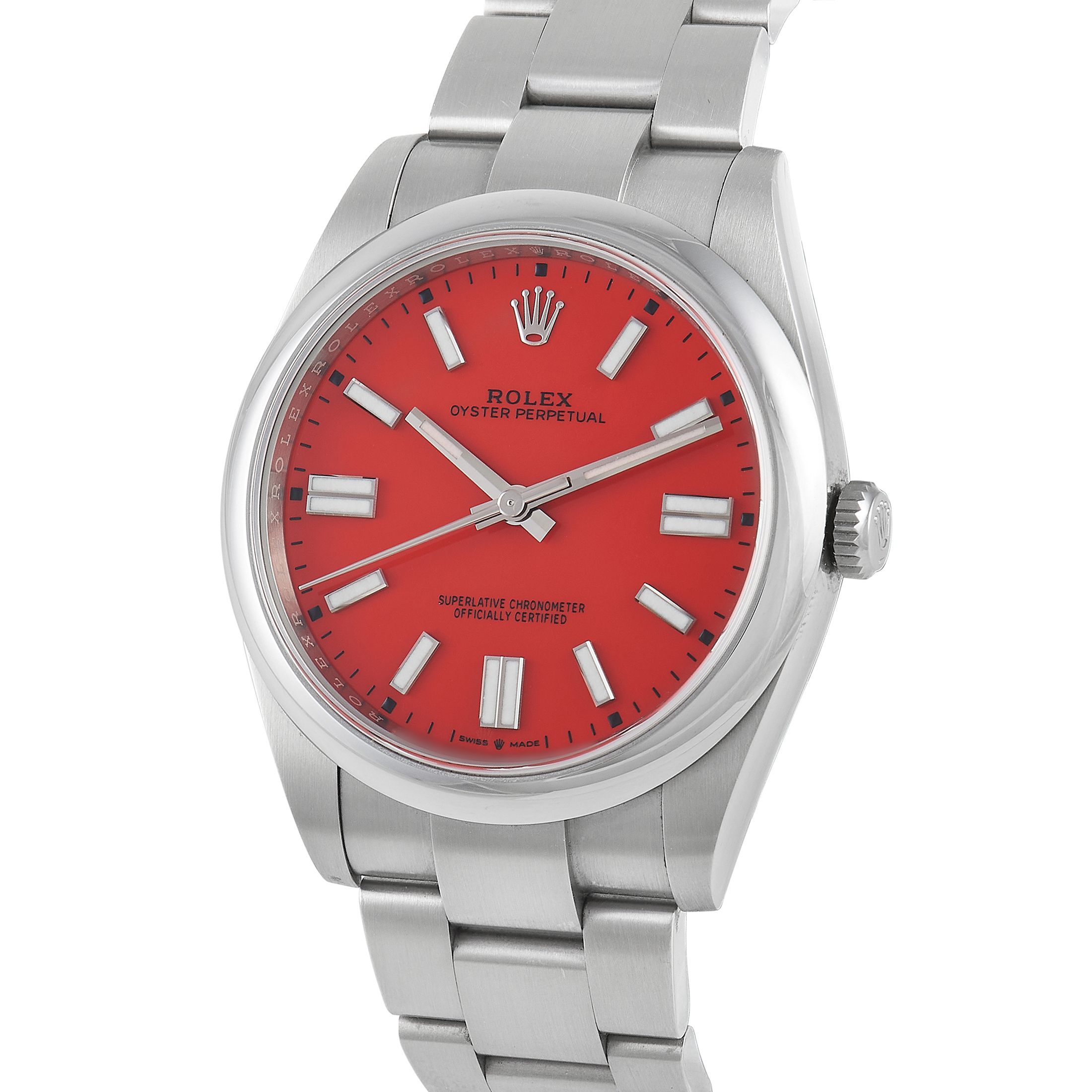 Rolex Oyster Perpetual 41 Coral Red Dial Watch 124300-0007