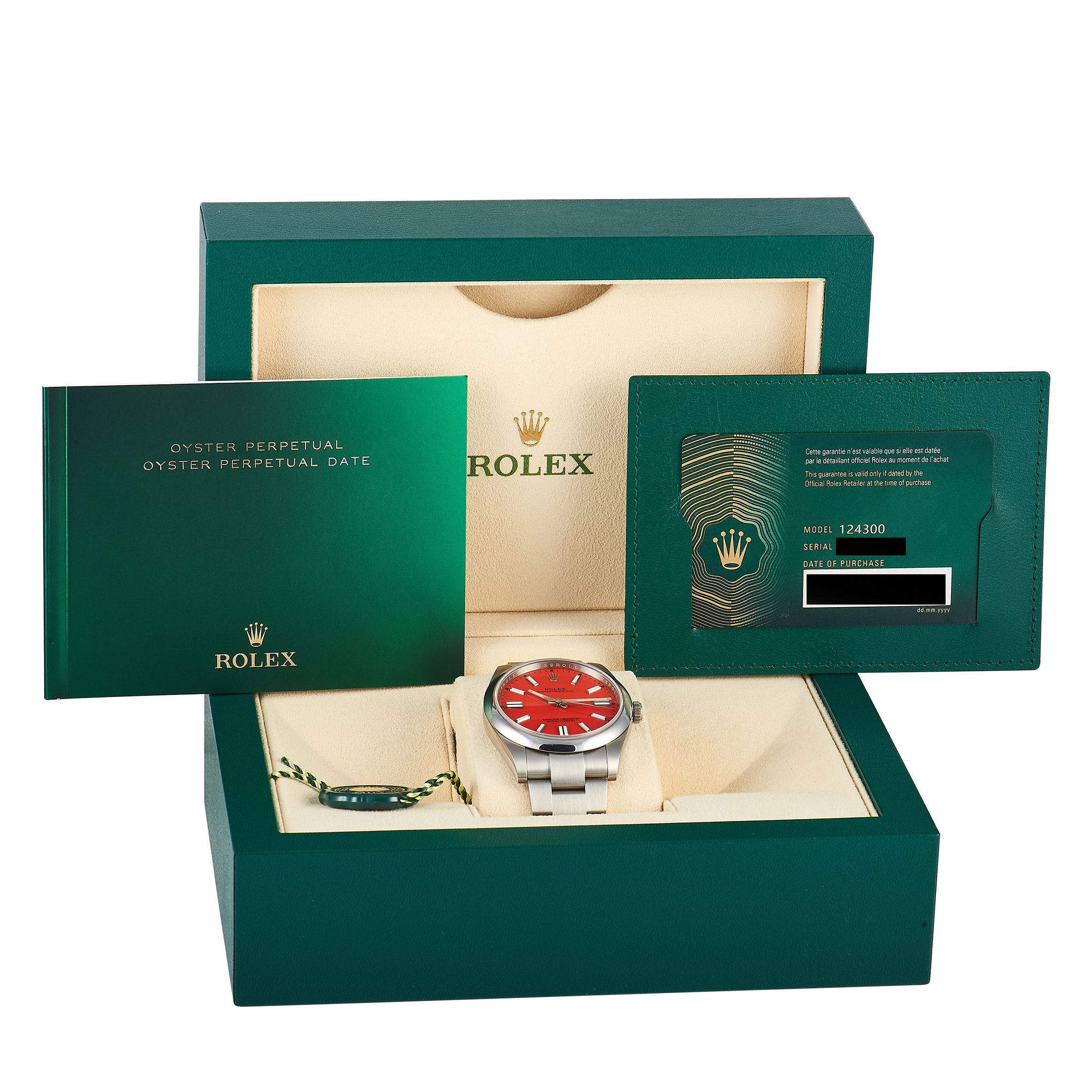 Rolex Oyster Perpetual 41 Coral Red Dial Watch 124300-0007