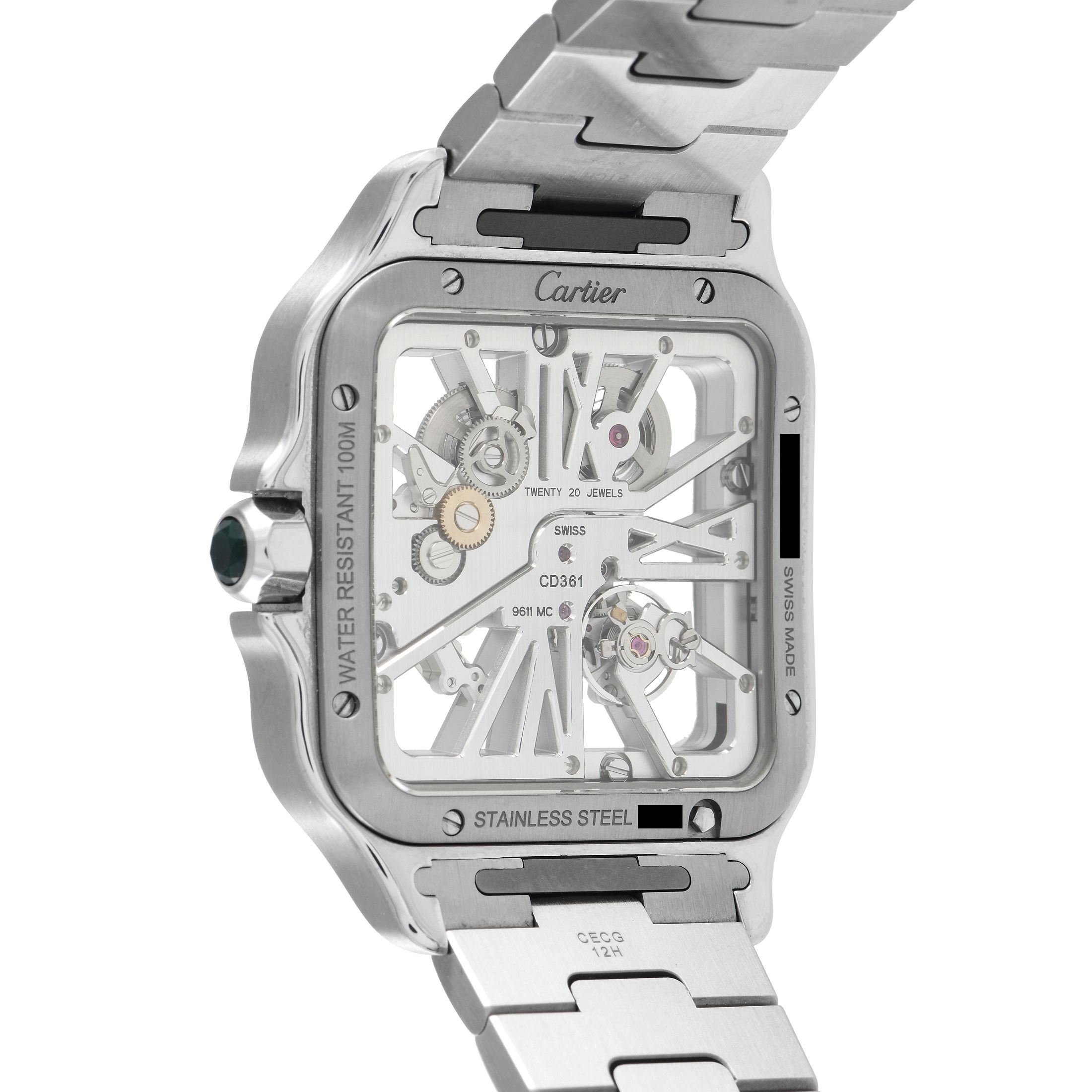 Cartier Santos de Cartier Green Skeleton Watch WHSA0028