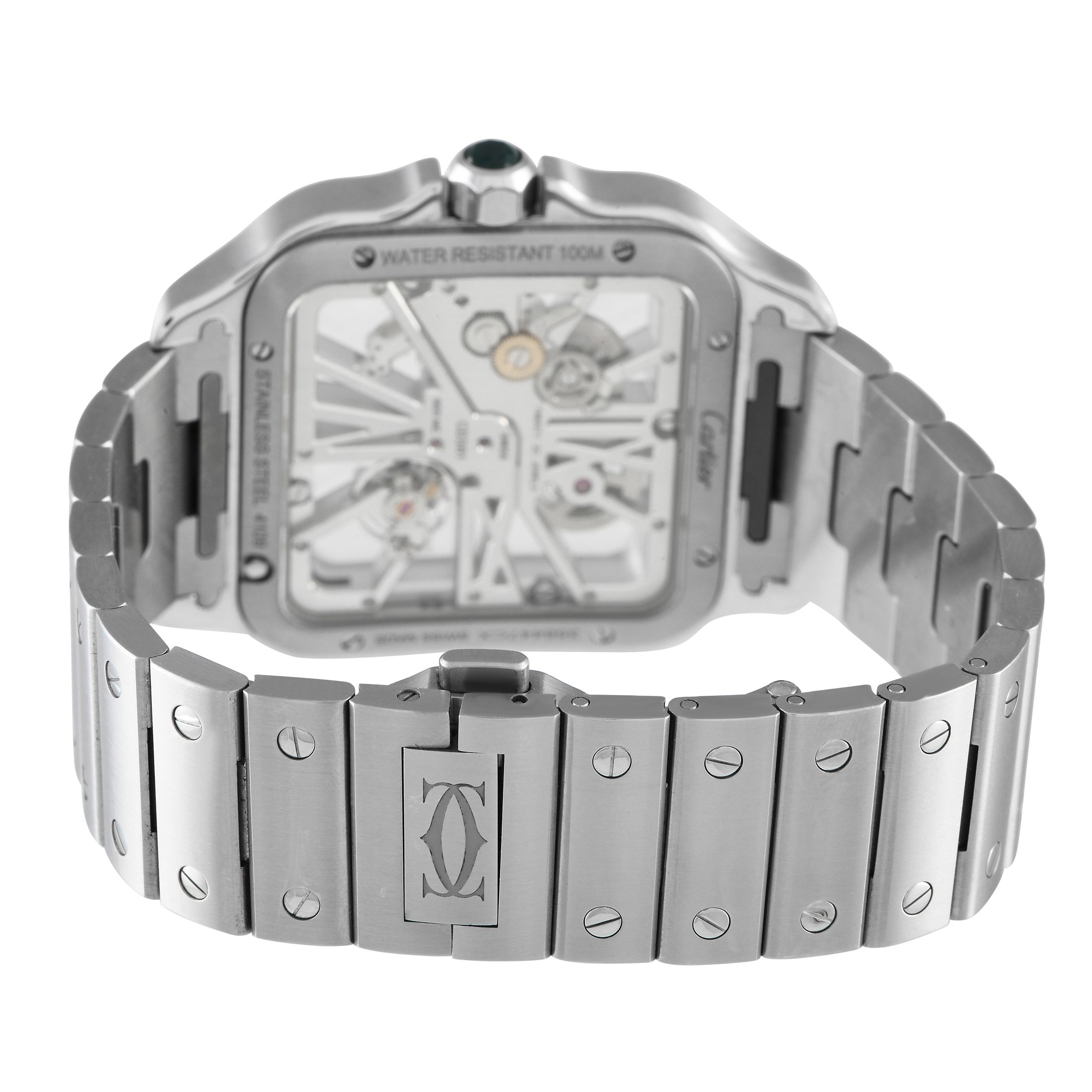 Cartier☆☆今年購入品 Cartier WHSA0028 Santos de Cartier Green Skeleton Dial Large