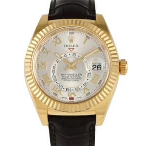 Rolex Sky-Dweller Silver Dial Yellow Gold Watch 326138-SLVRLBR