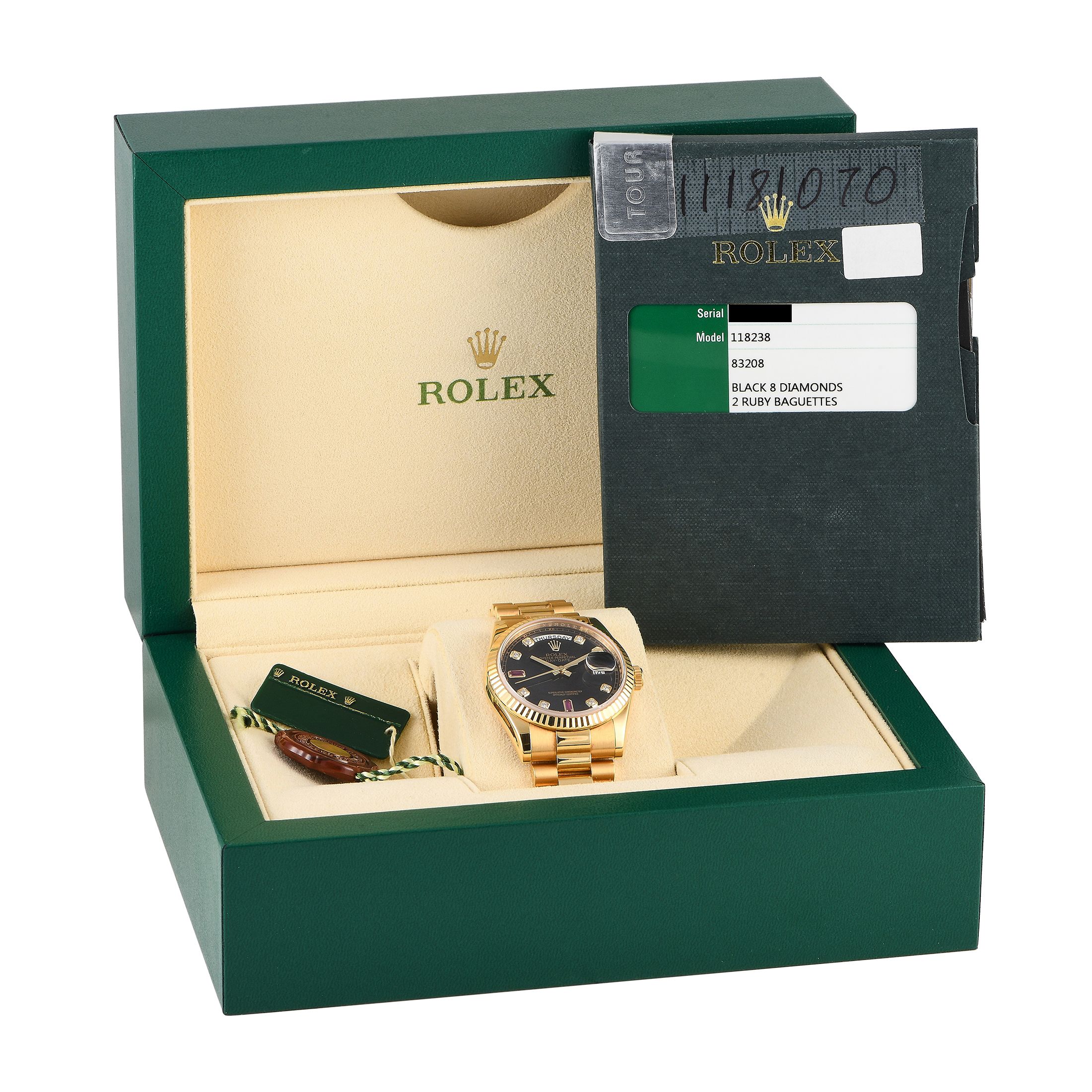Rolex Day-Date 36 Diamond and Ruby Dial Watch 118238