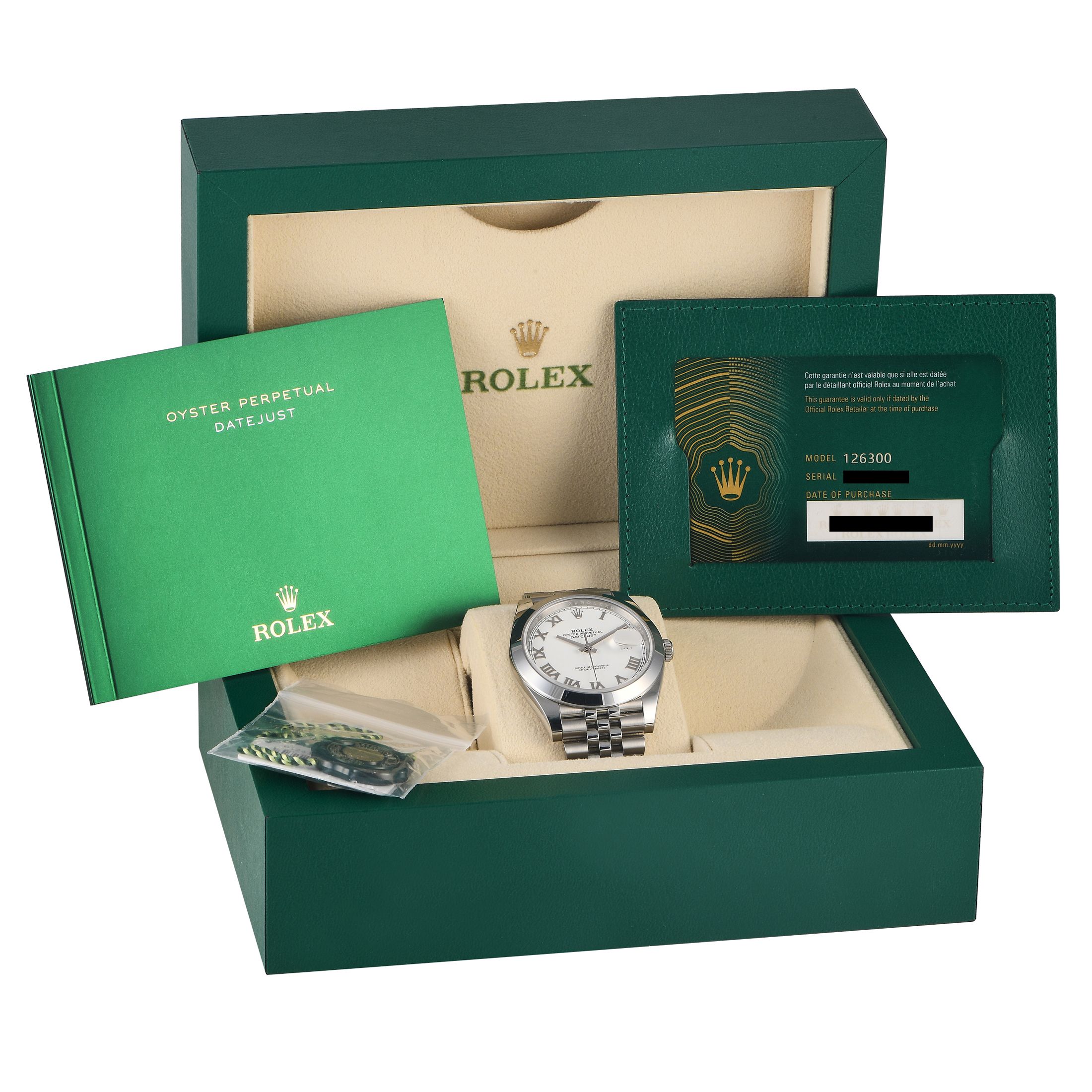 Rolex Datejust 41 White Roman Dial Watch 126300