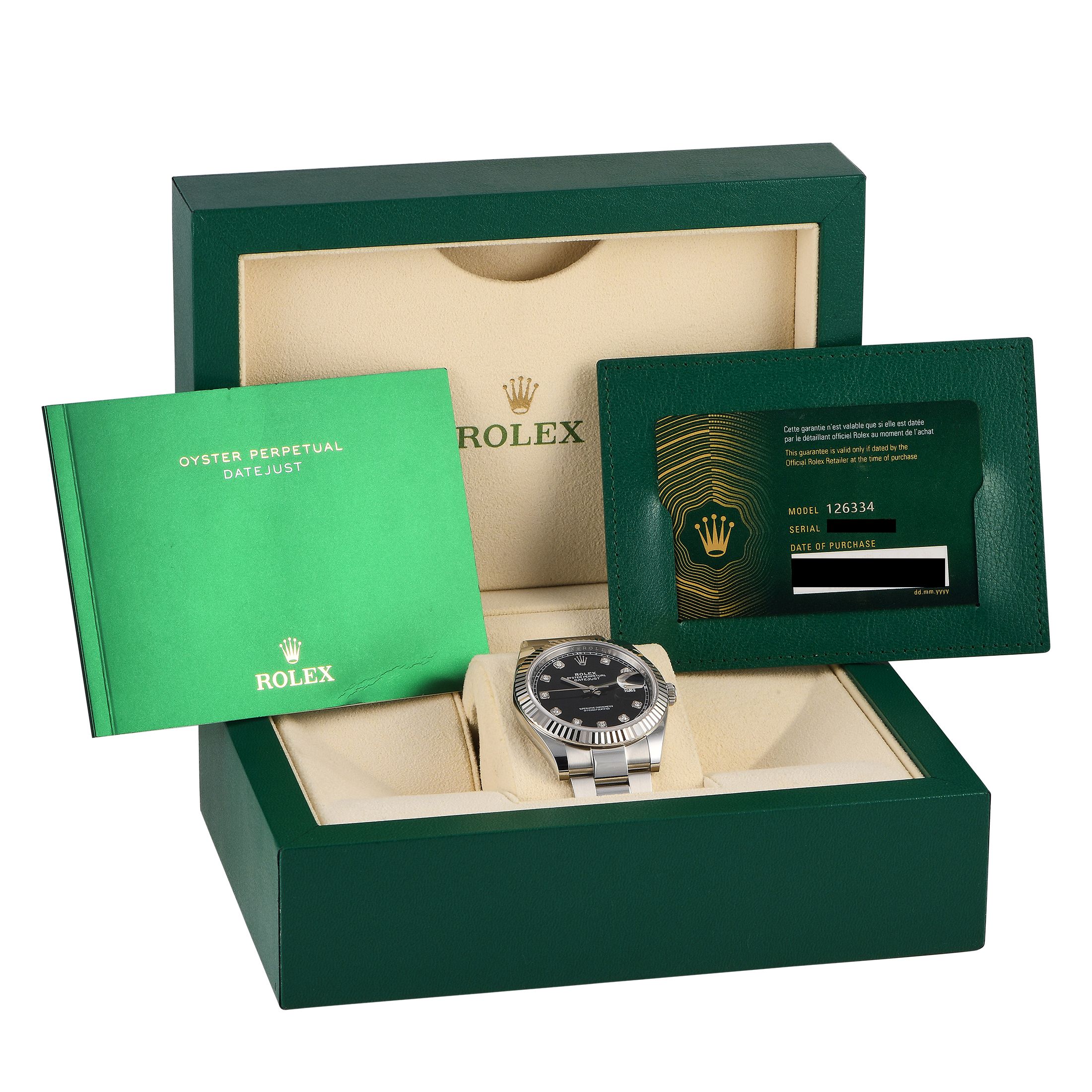 Rolex Datejust 41 Black Diamond Dial Watch 126334