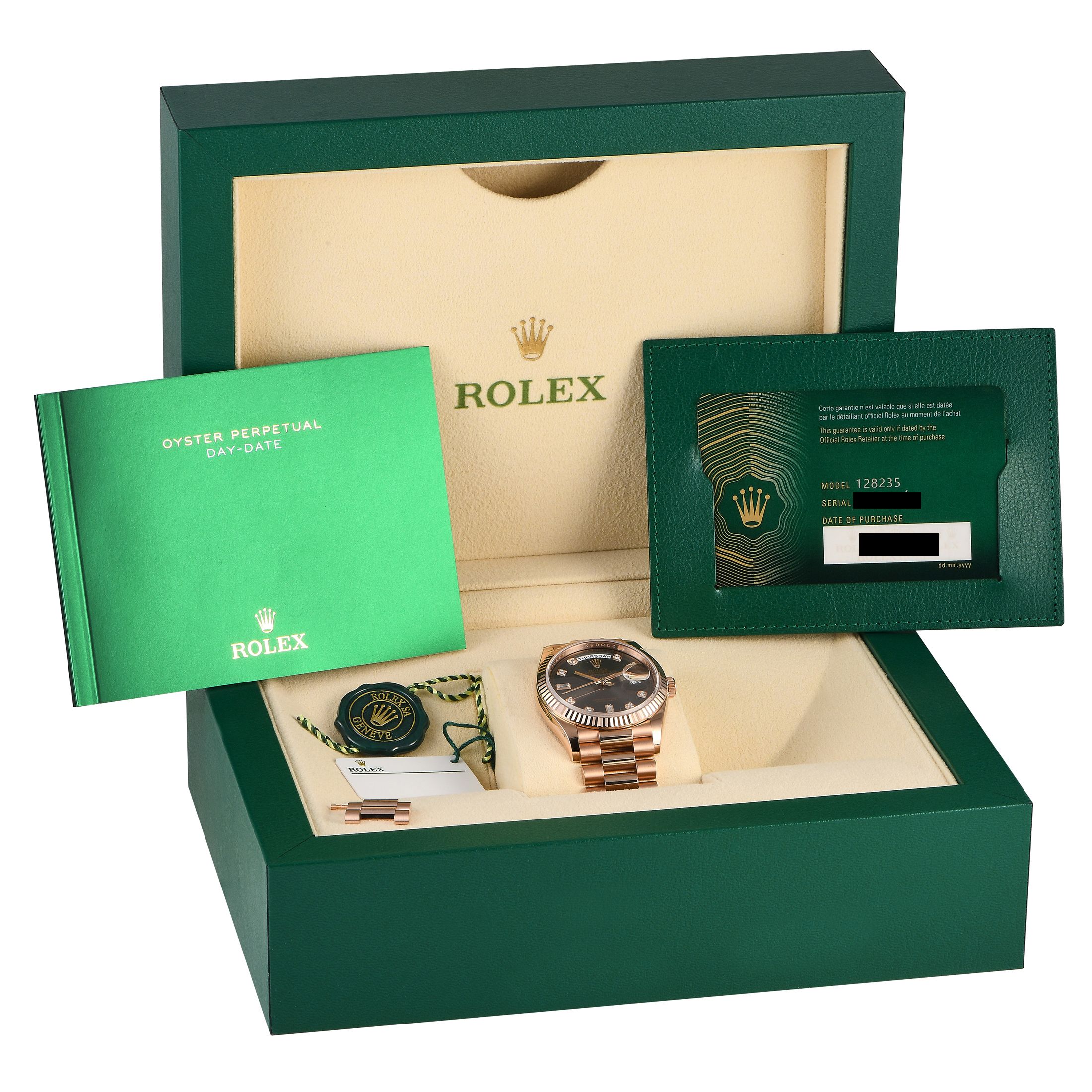 Rolex Day-Date 36 Slate Diamond Dial Watch 128235