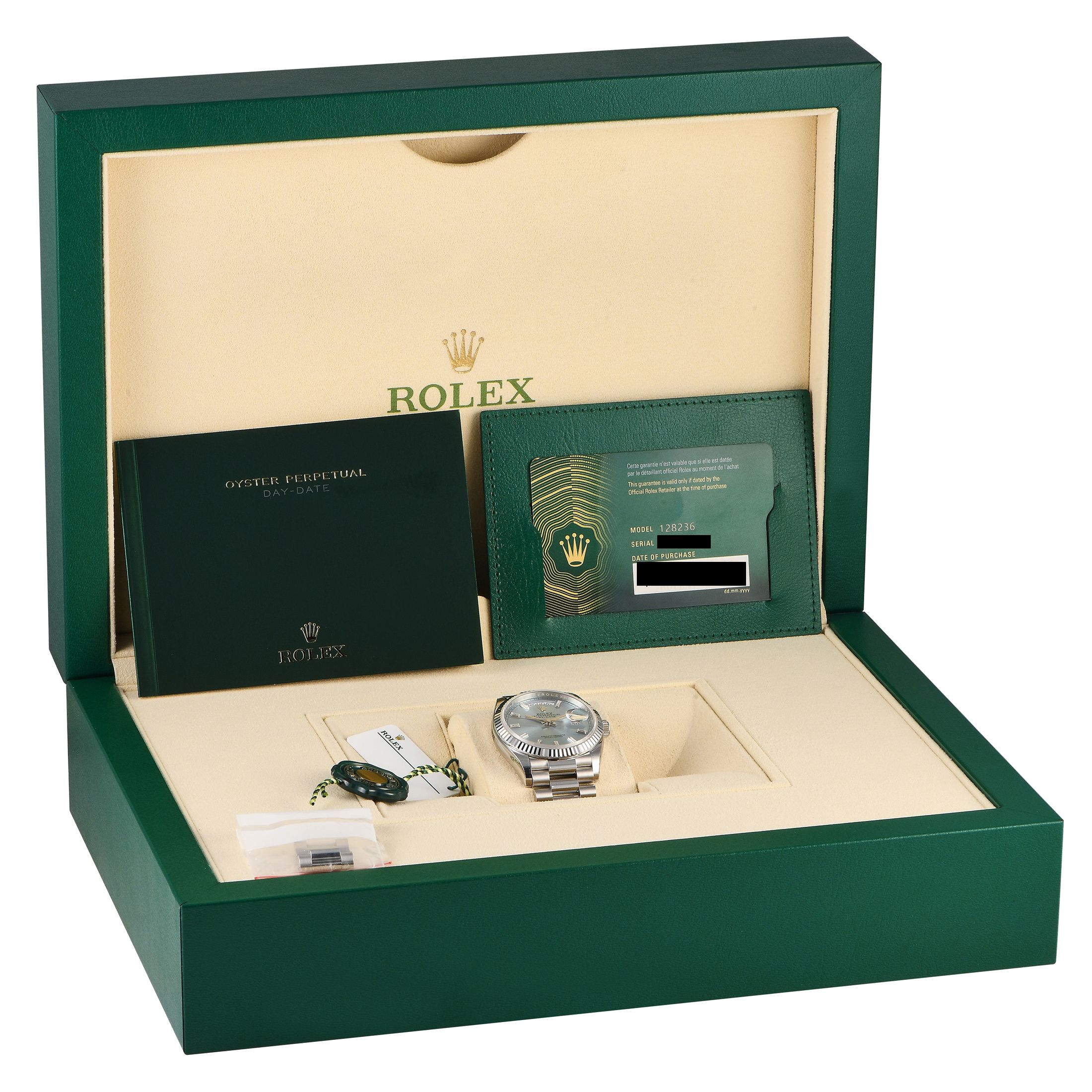 Rolex Day-Date 36 Platinum Diamond Dial Watch 128236