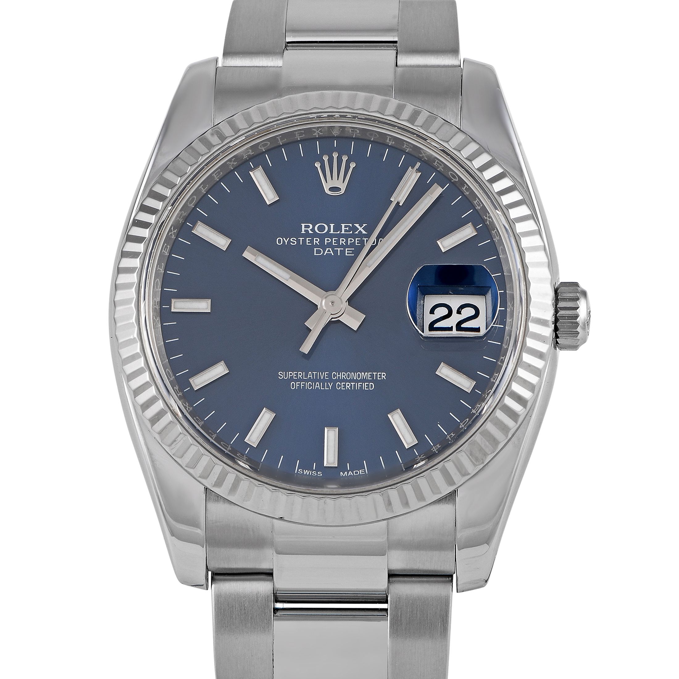 Rolex Oyster Perpetual Date 34 Blue Dial Watch 115234